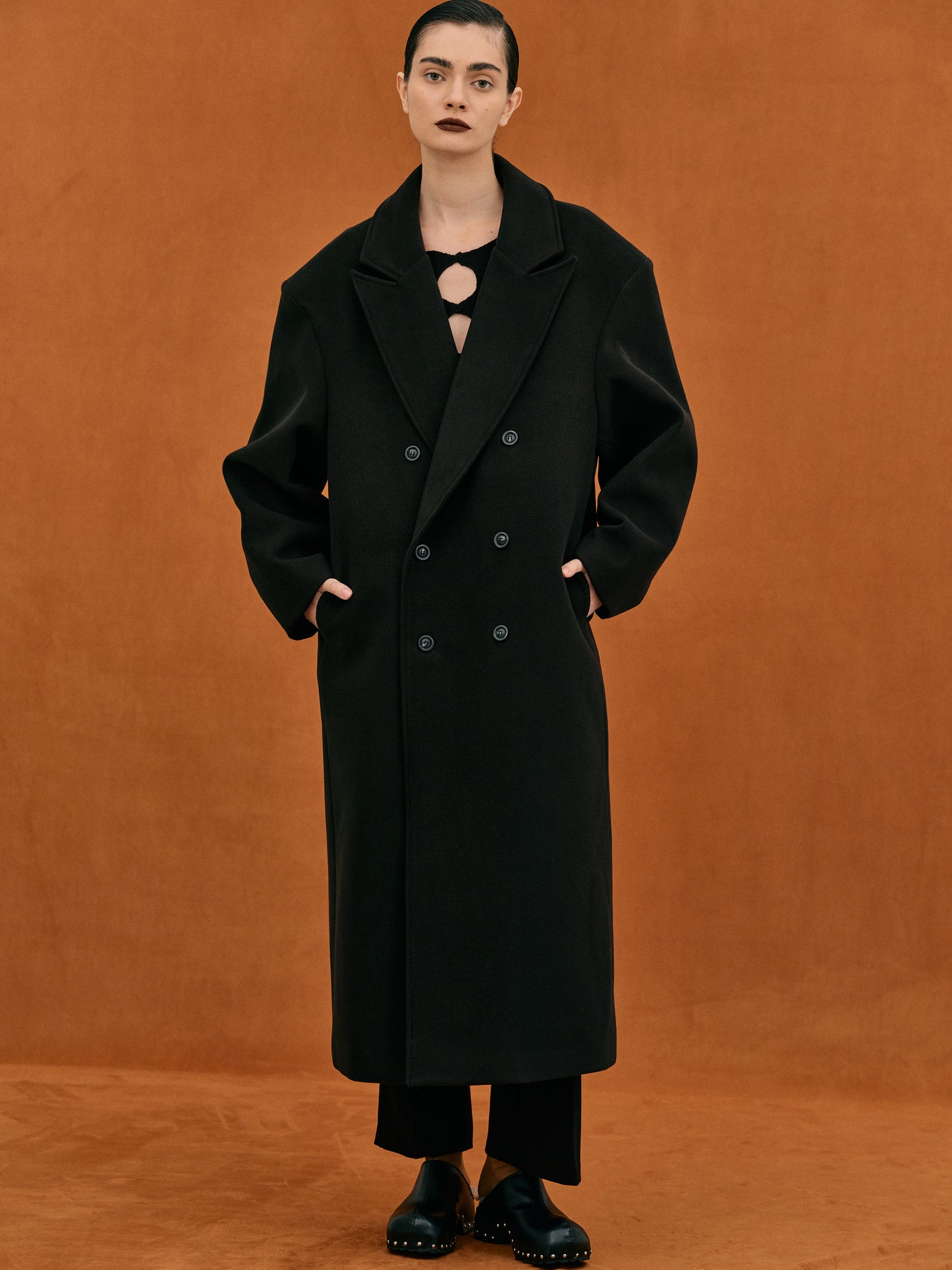 (Pre-order) Oversized Grandpa Coat, Black
