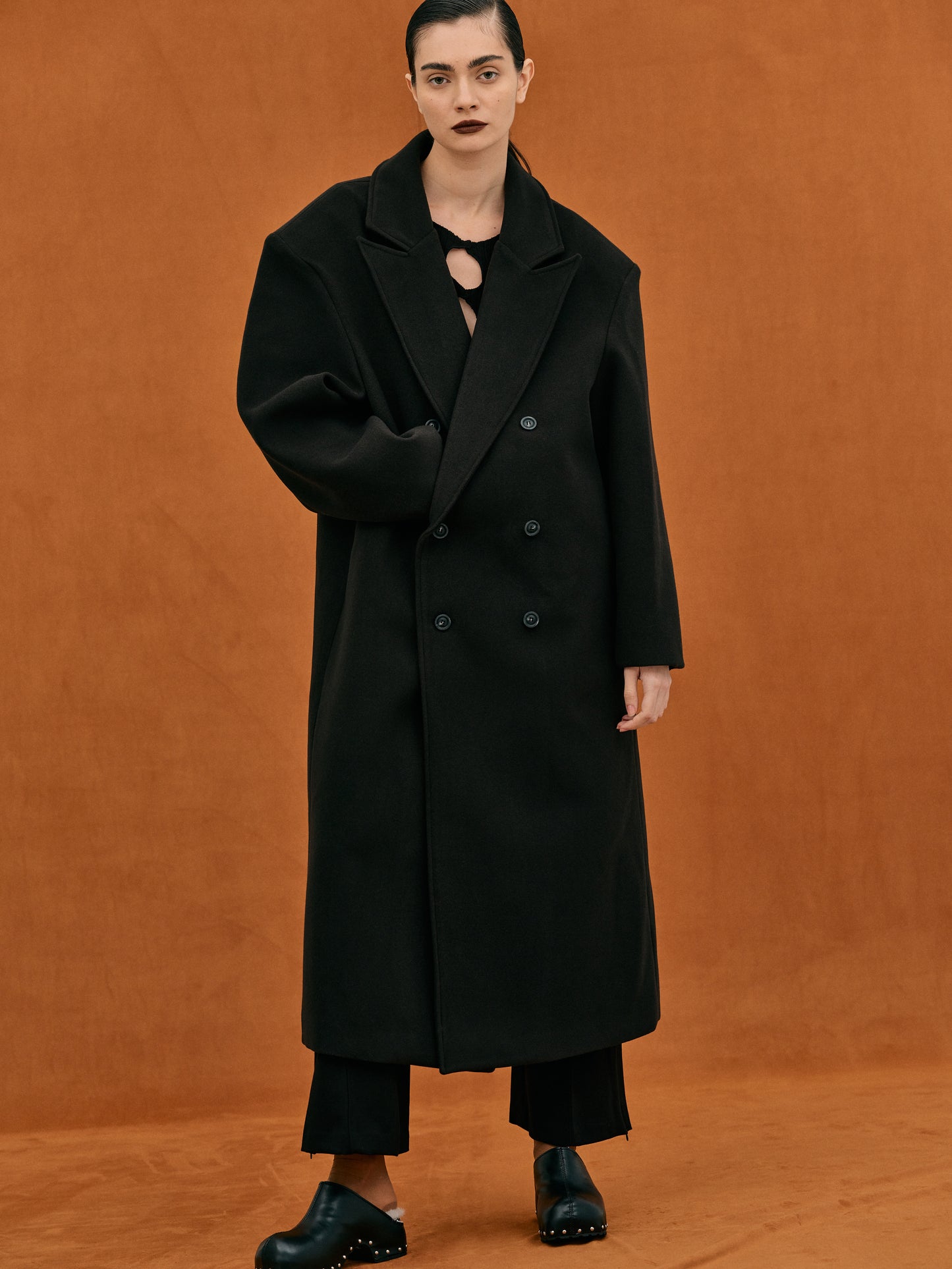 Wallis Oversized Grandpa Coat, Black