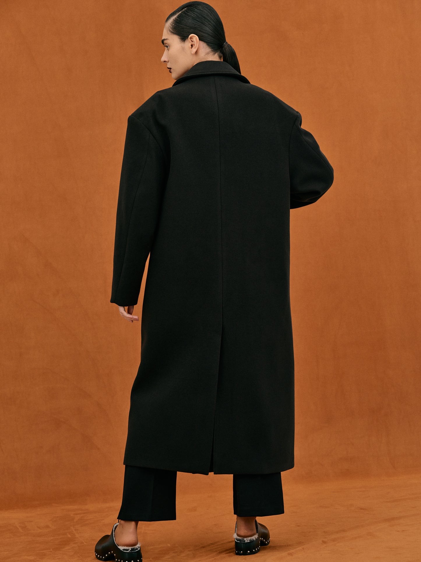 Wallis Oversized Grandpa Coat, Black