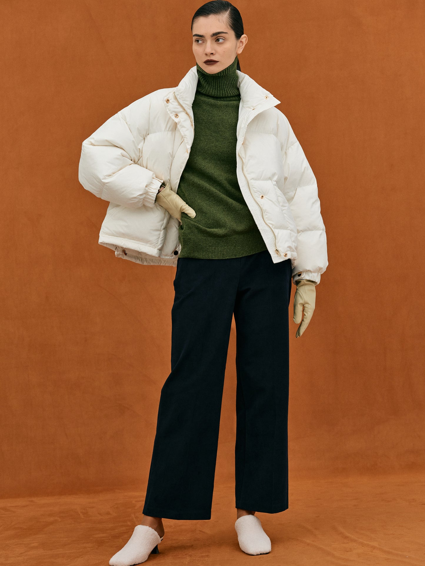 Down Puffer Jacket, Ivory
