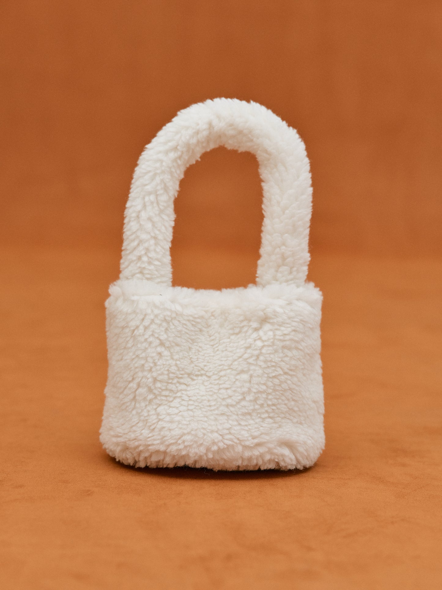 Fleece Cylinder Mini Bag, White