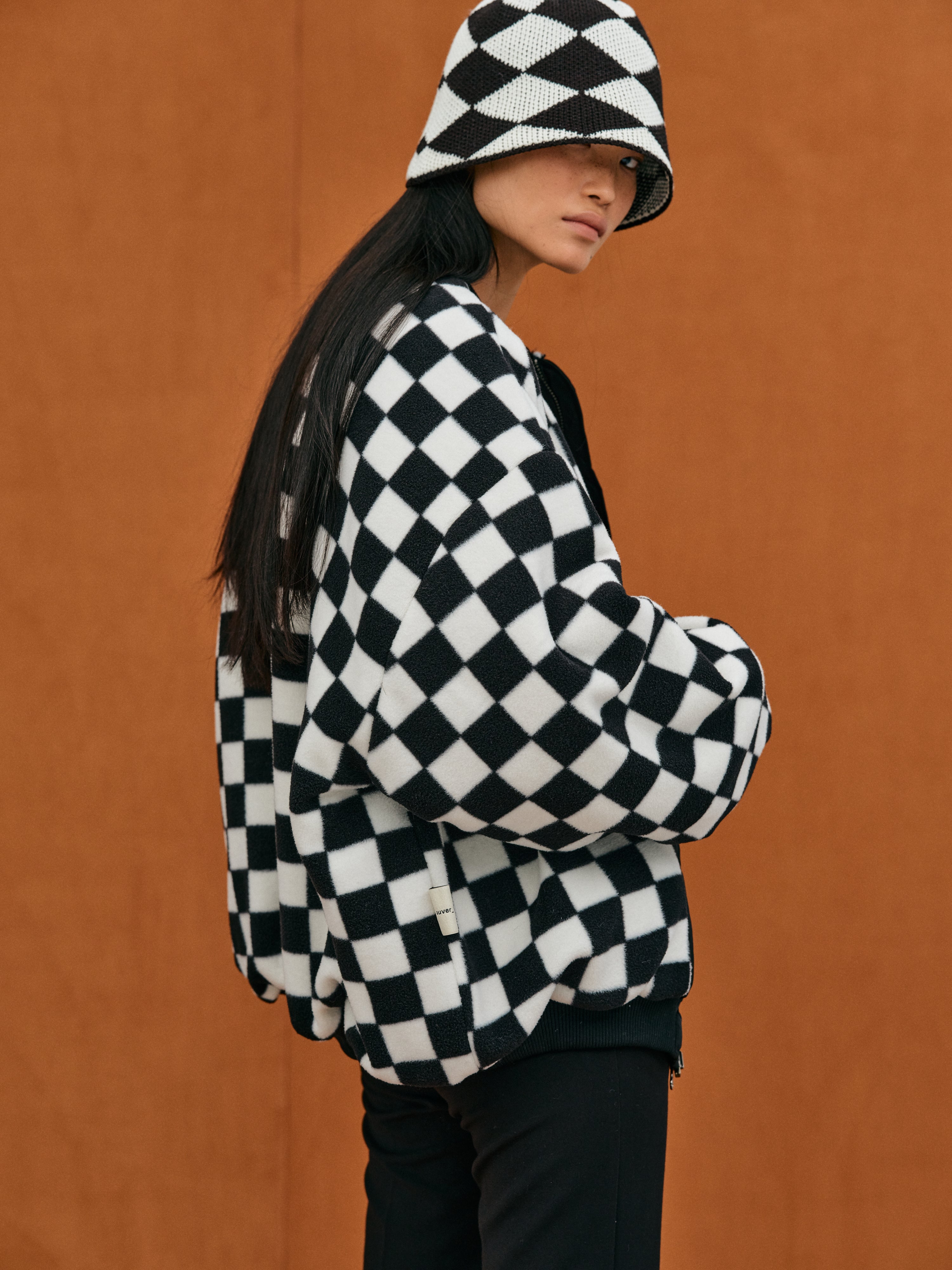 Reversible Checker Bomber Jacket Monochrome SourceUnknown