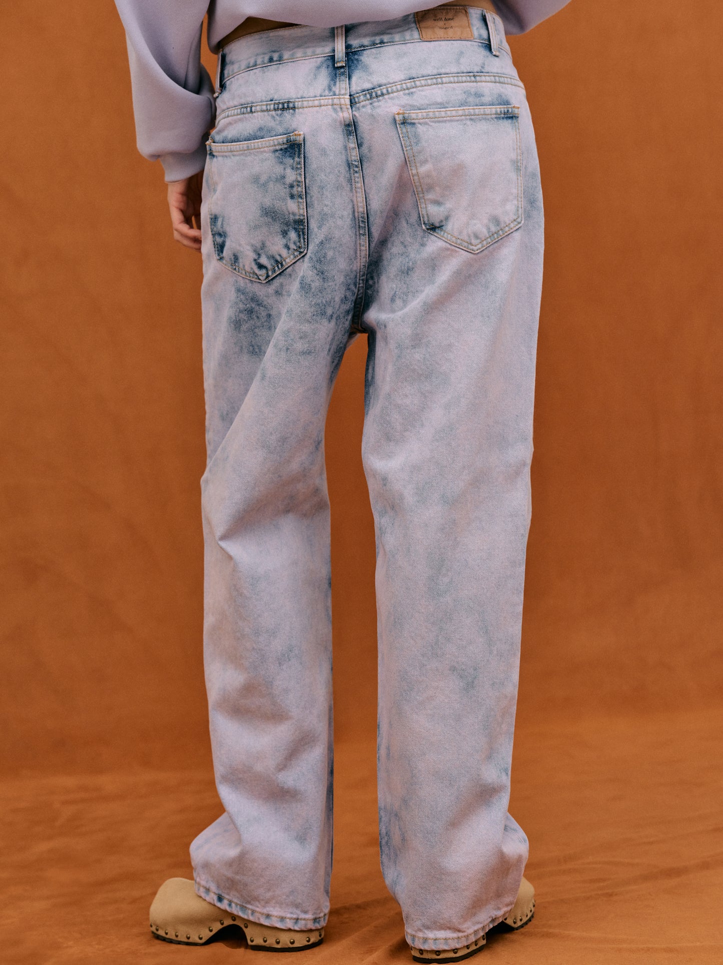 Acid Wash Recycled Cotton Jeans, Pink