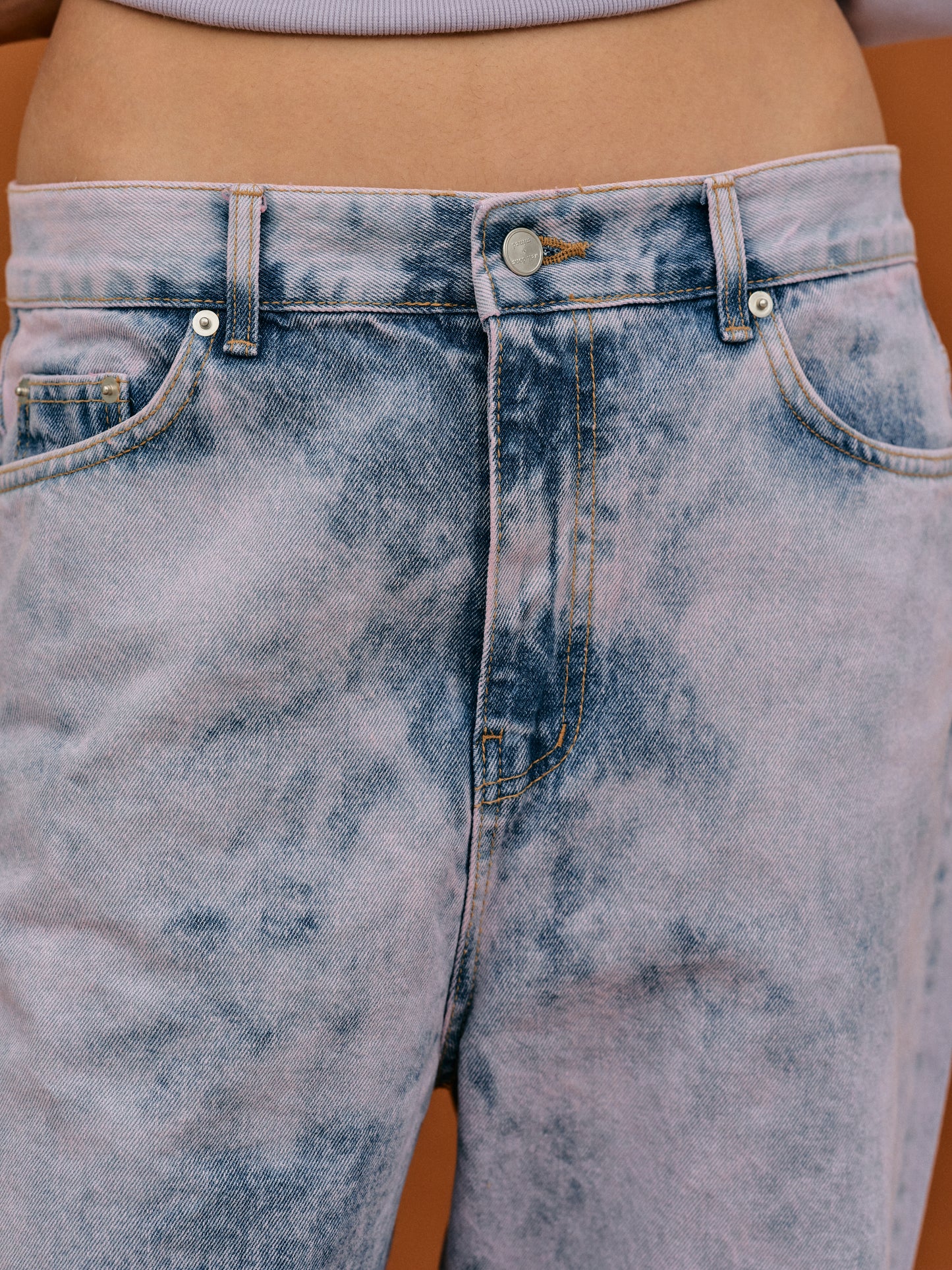 Acid Wash Recycled Cotton Jeans, Pink