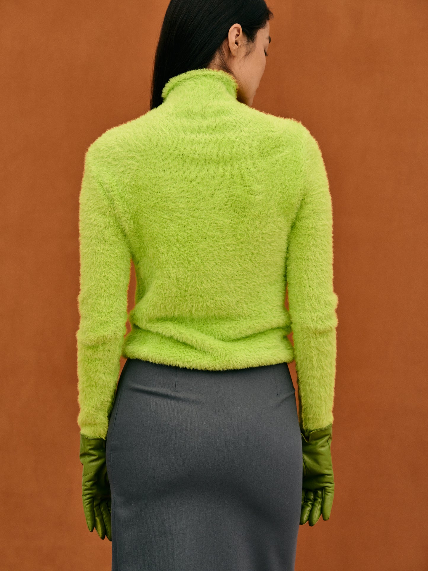 Brushed Knit Turtleneck, Apple Green
