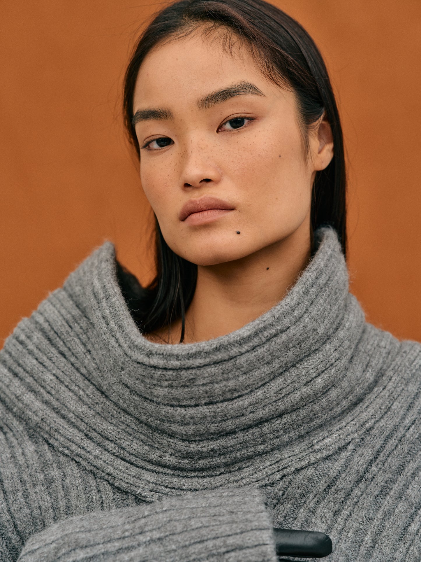 (Pre-order) Becca Oversized High Roll Knit Pullover, Storm Grey