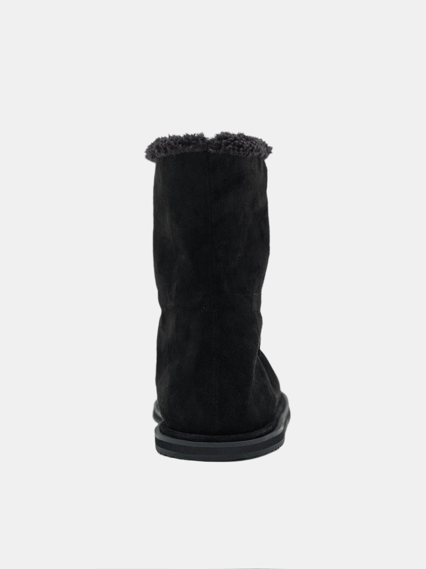 Suede Fur Mid Boots, Black