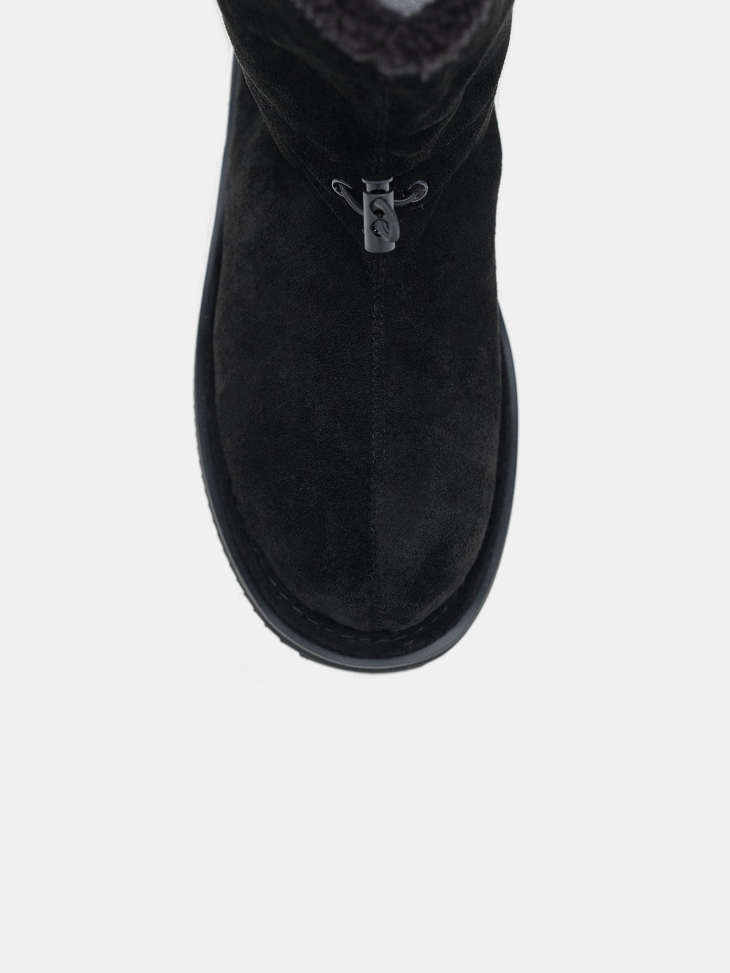Suede Fur Mid Boots, Black