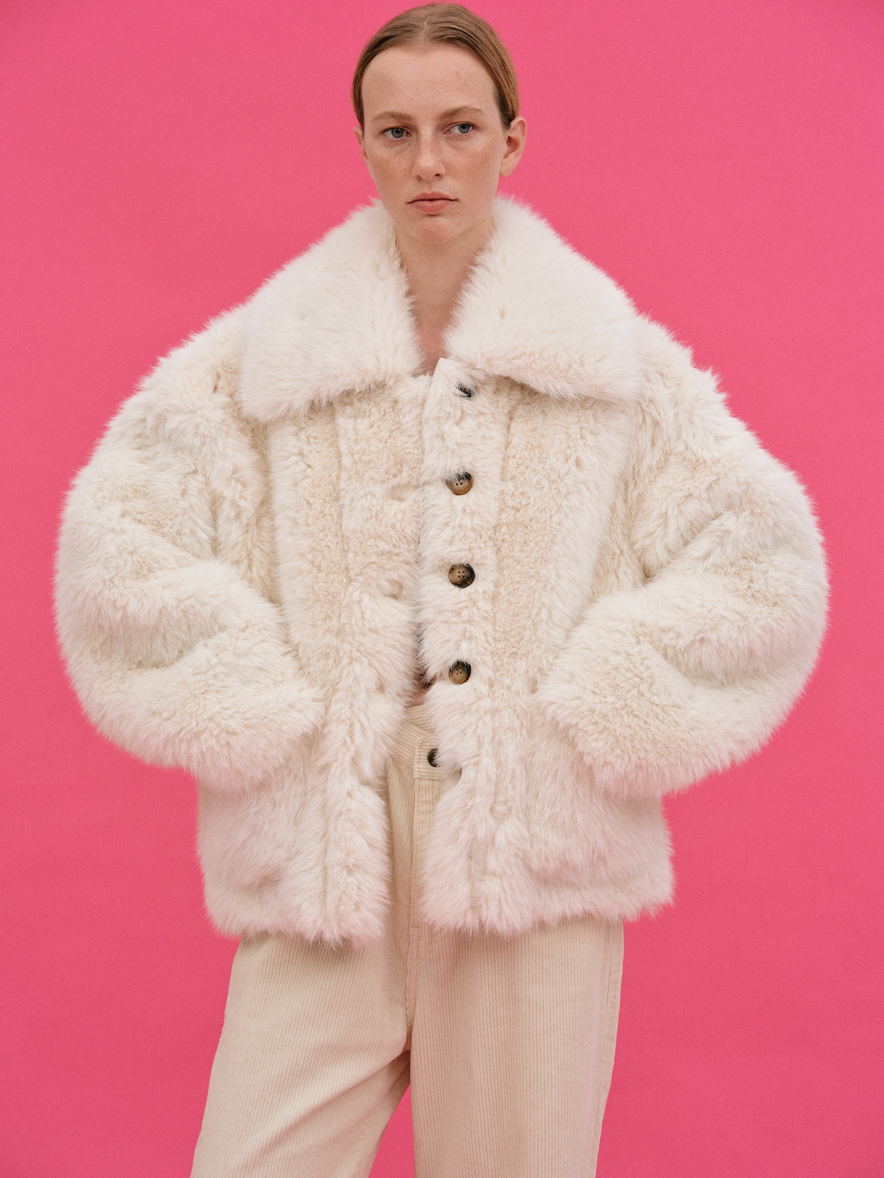 Lapels faux hotsell fur coat