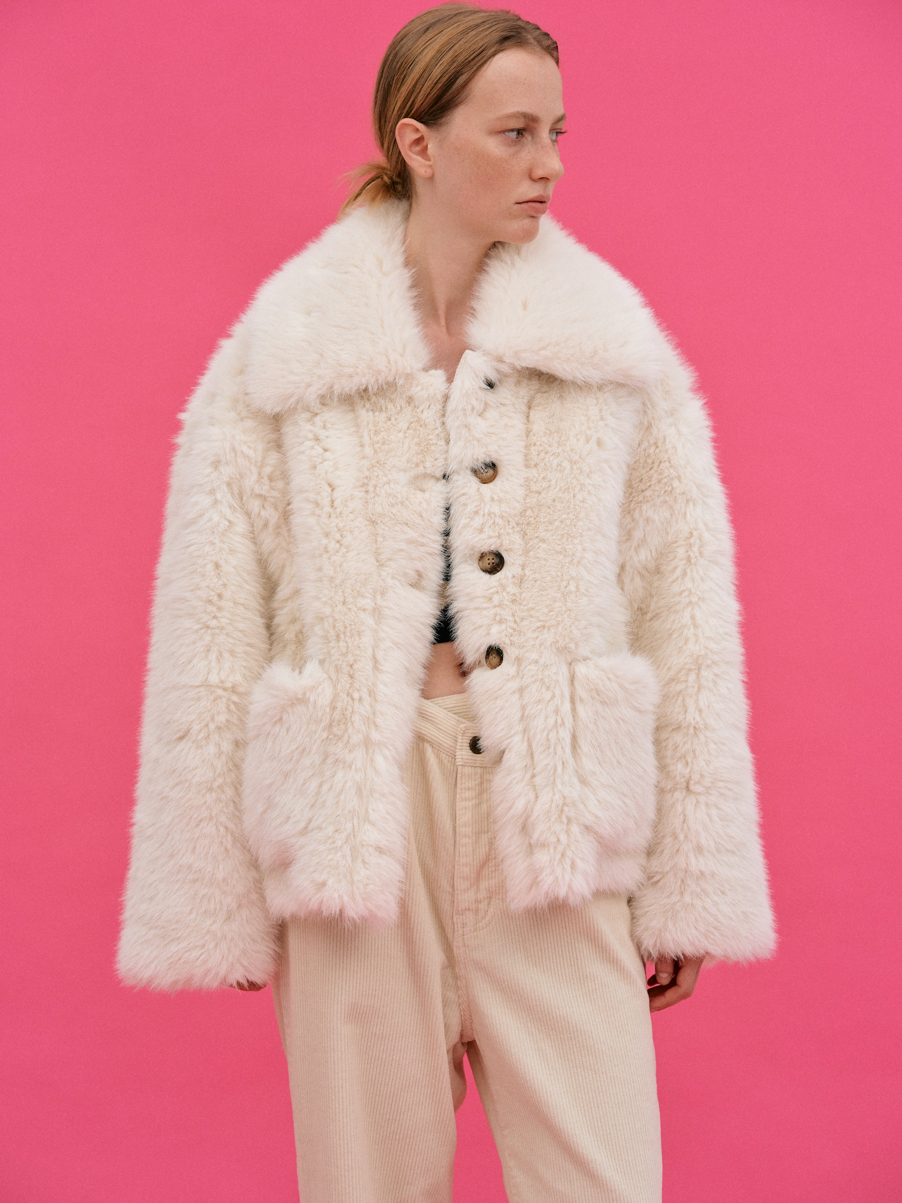 Lapels faux outlet fur coat