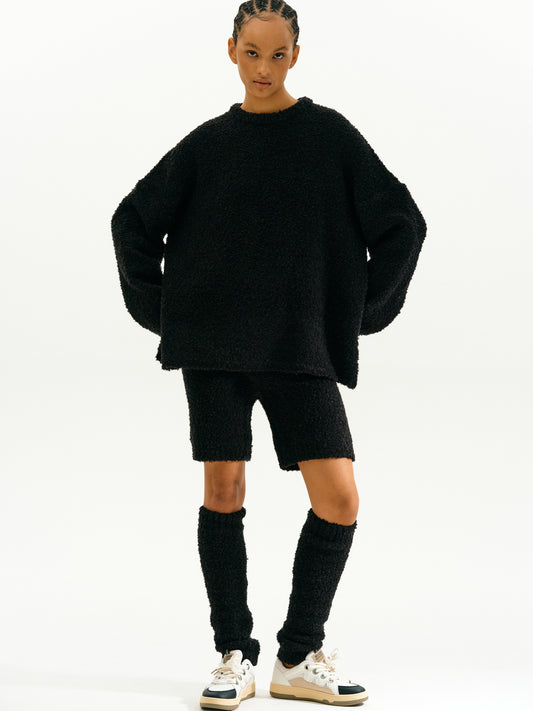 3 Piece Cozy Bouclé Sweater Set, Black