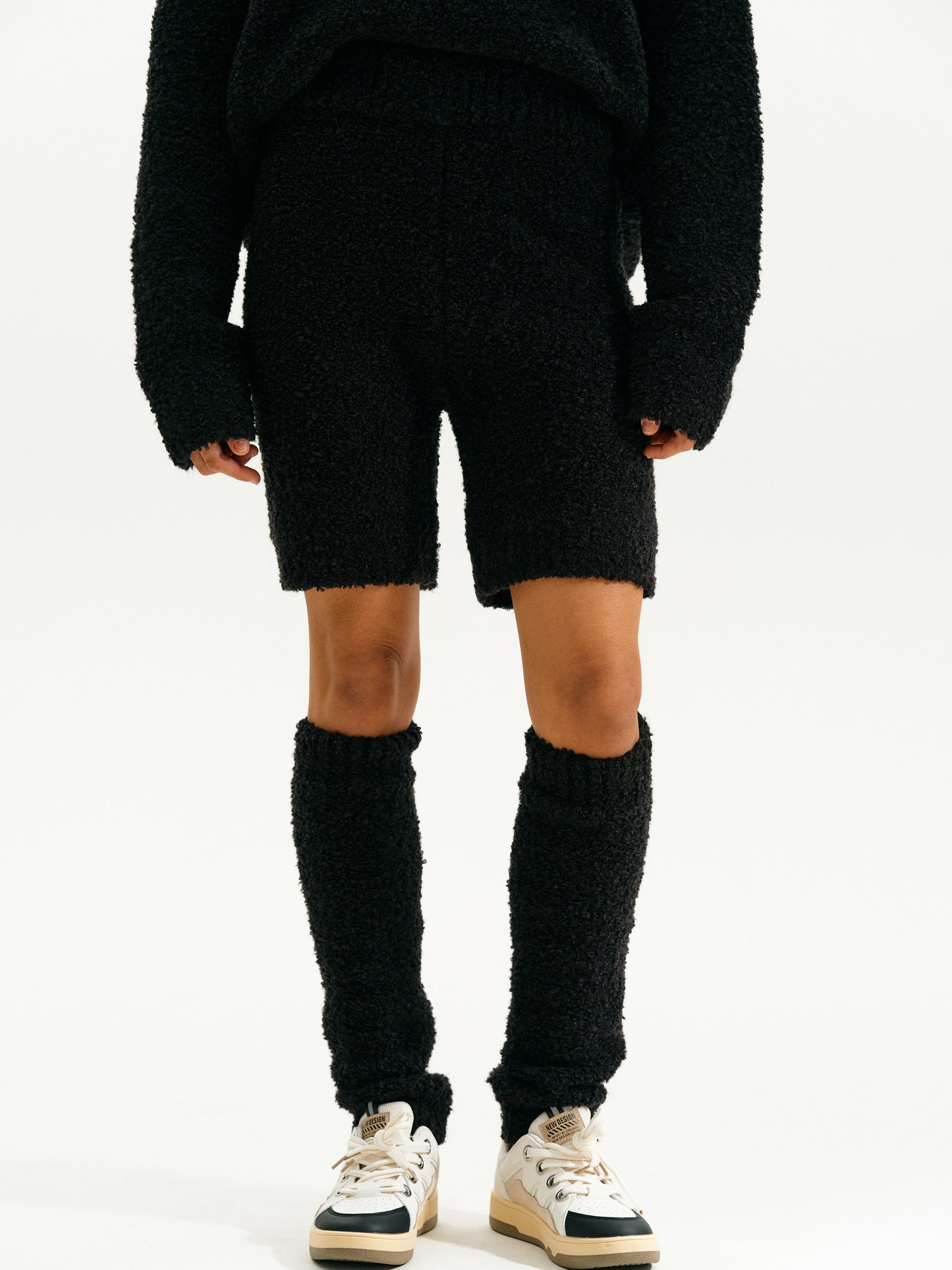 3 Piece Cozy Bouclé Sweater Set, Black