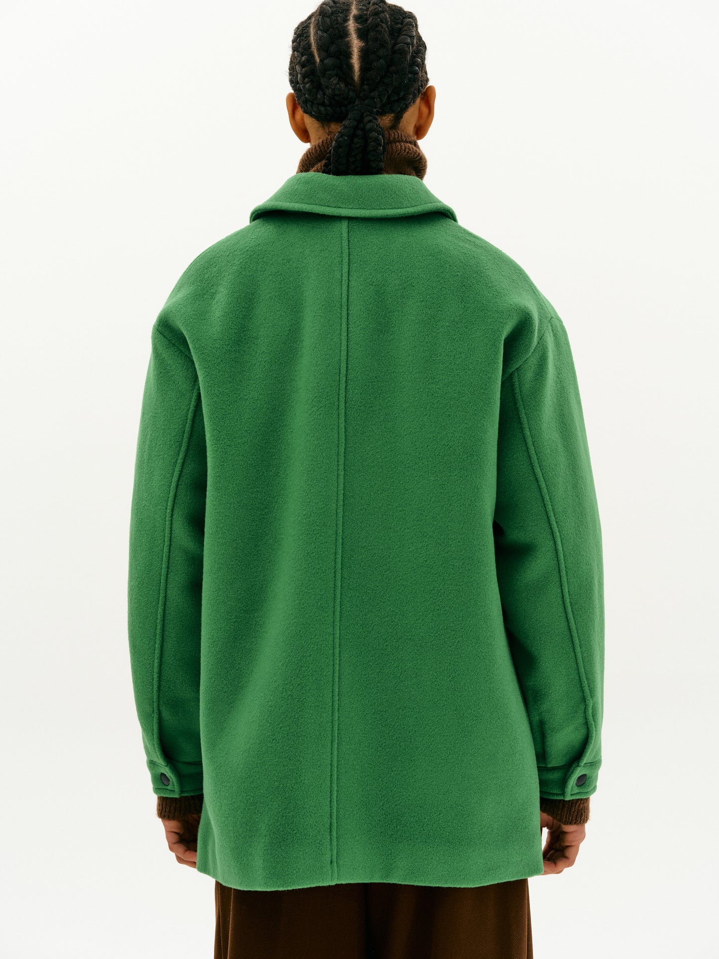 Boxy Wool Shirt Jacket, Kelly Green