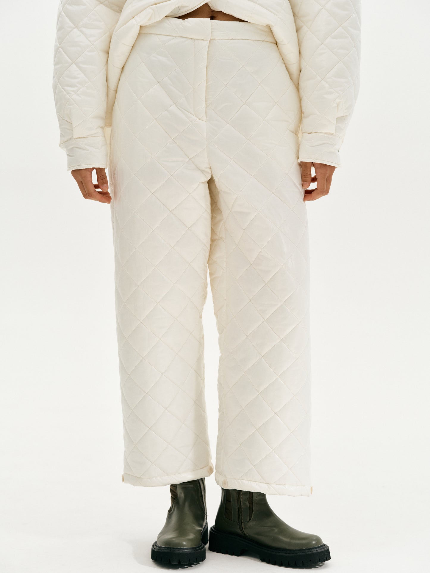 Diamond Quilted Trousers, Cream