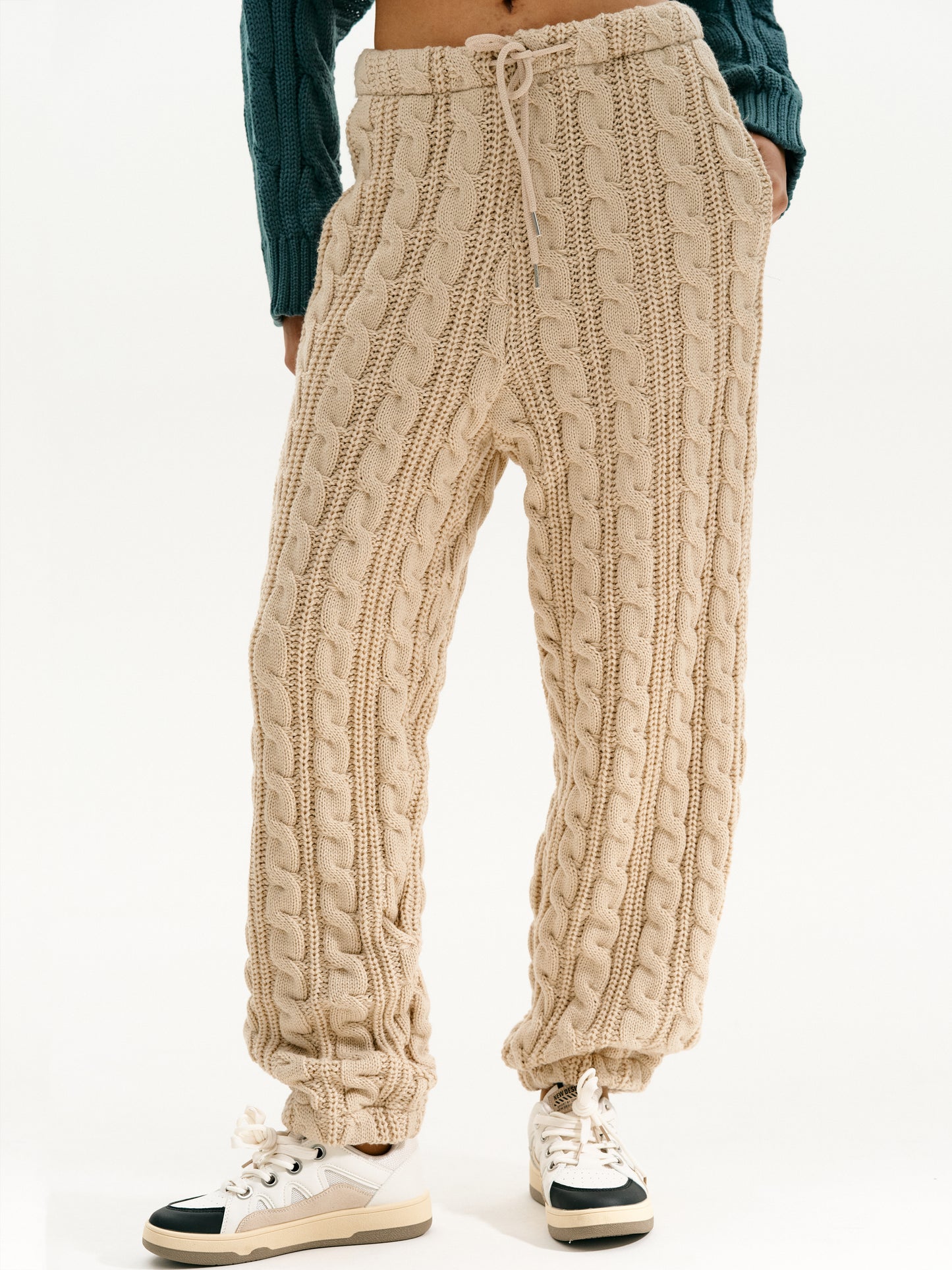 Cable Knit Jogger Lounge Pants, Porridge – SourceUnknown