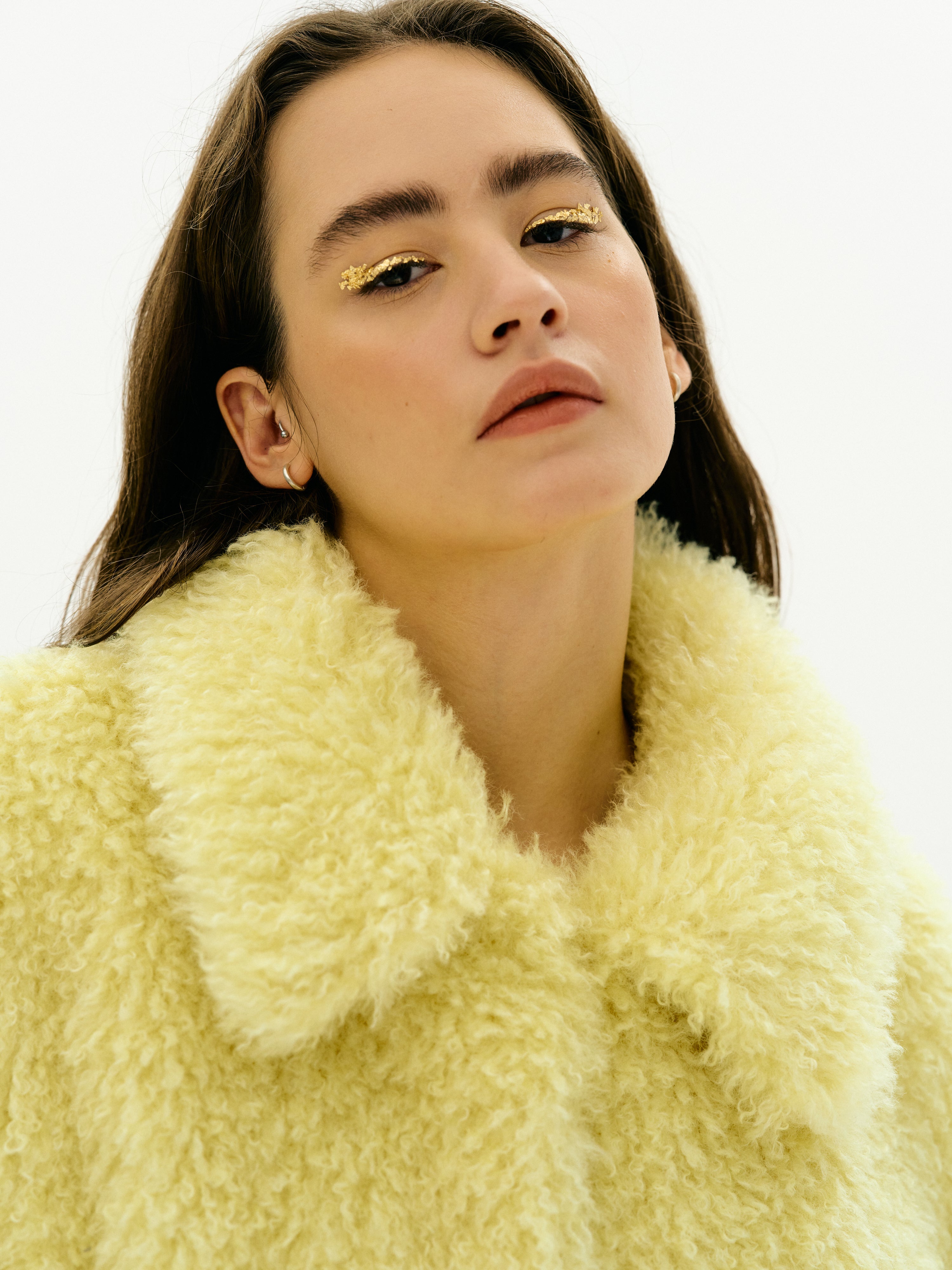 Topshop yellow hot sale fur coat