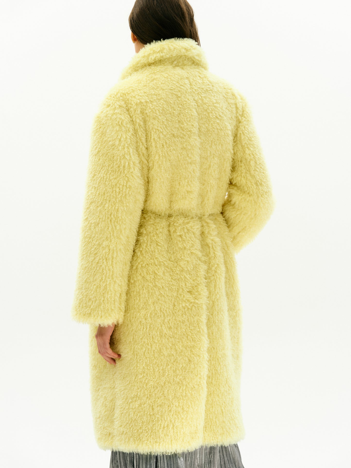 Oversized Wool Fur Coat, Lemon Yellow