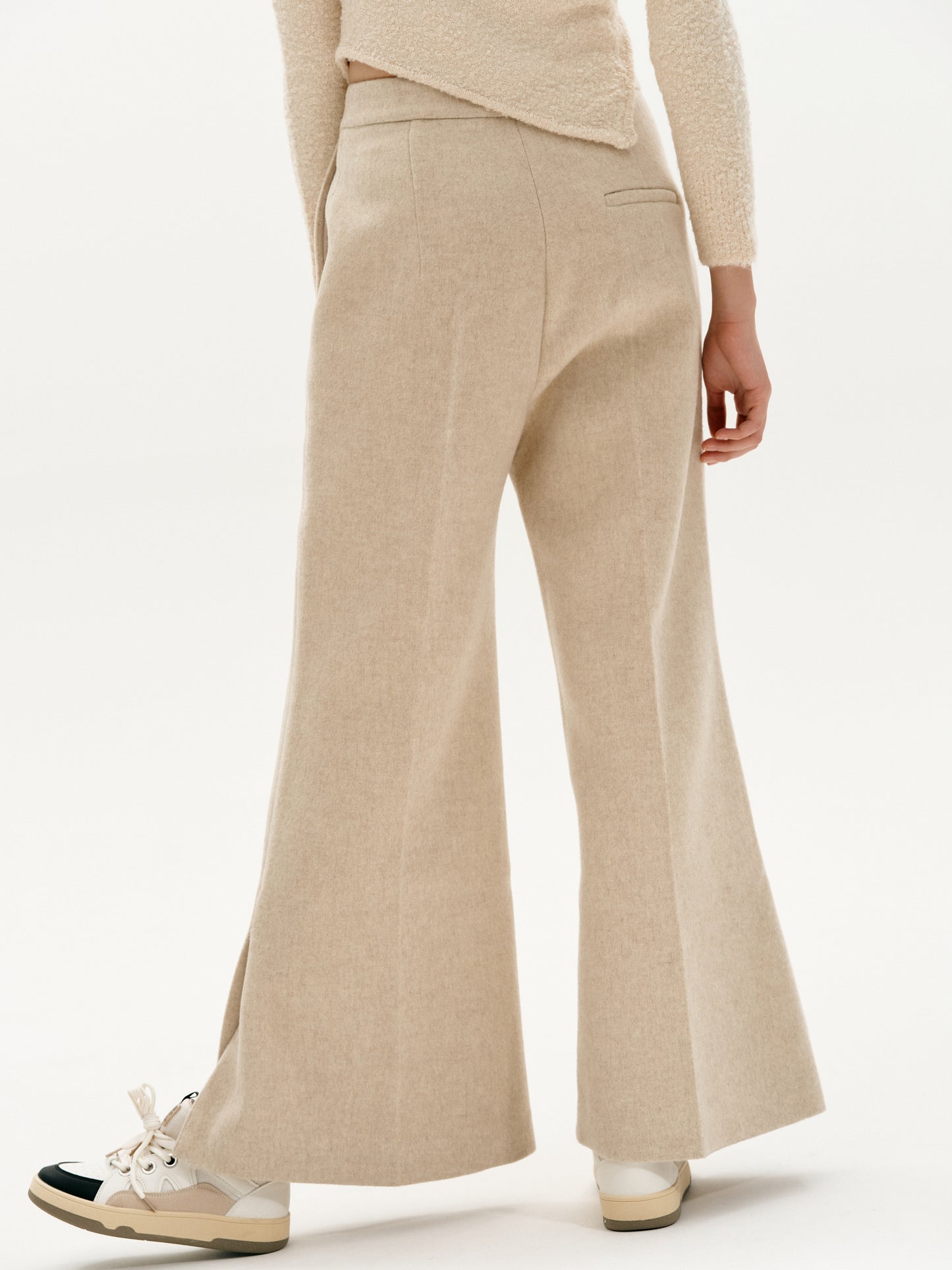 Wool-Cashmere Trousers, Natural