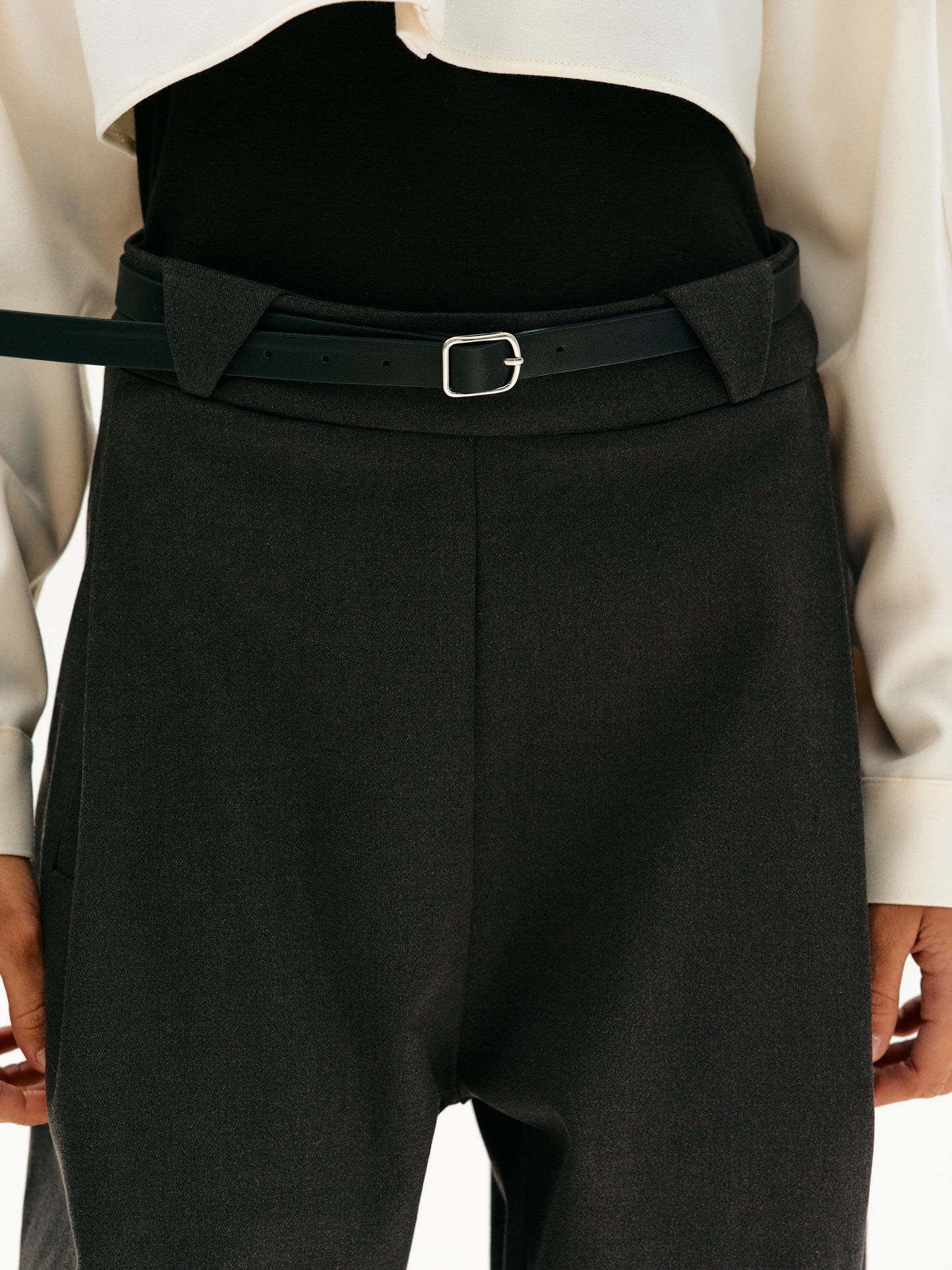 Belted Suit Trousers, Asphalt