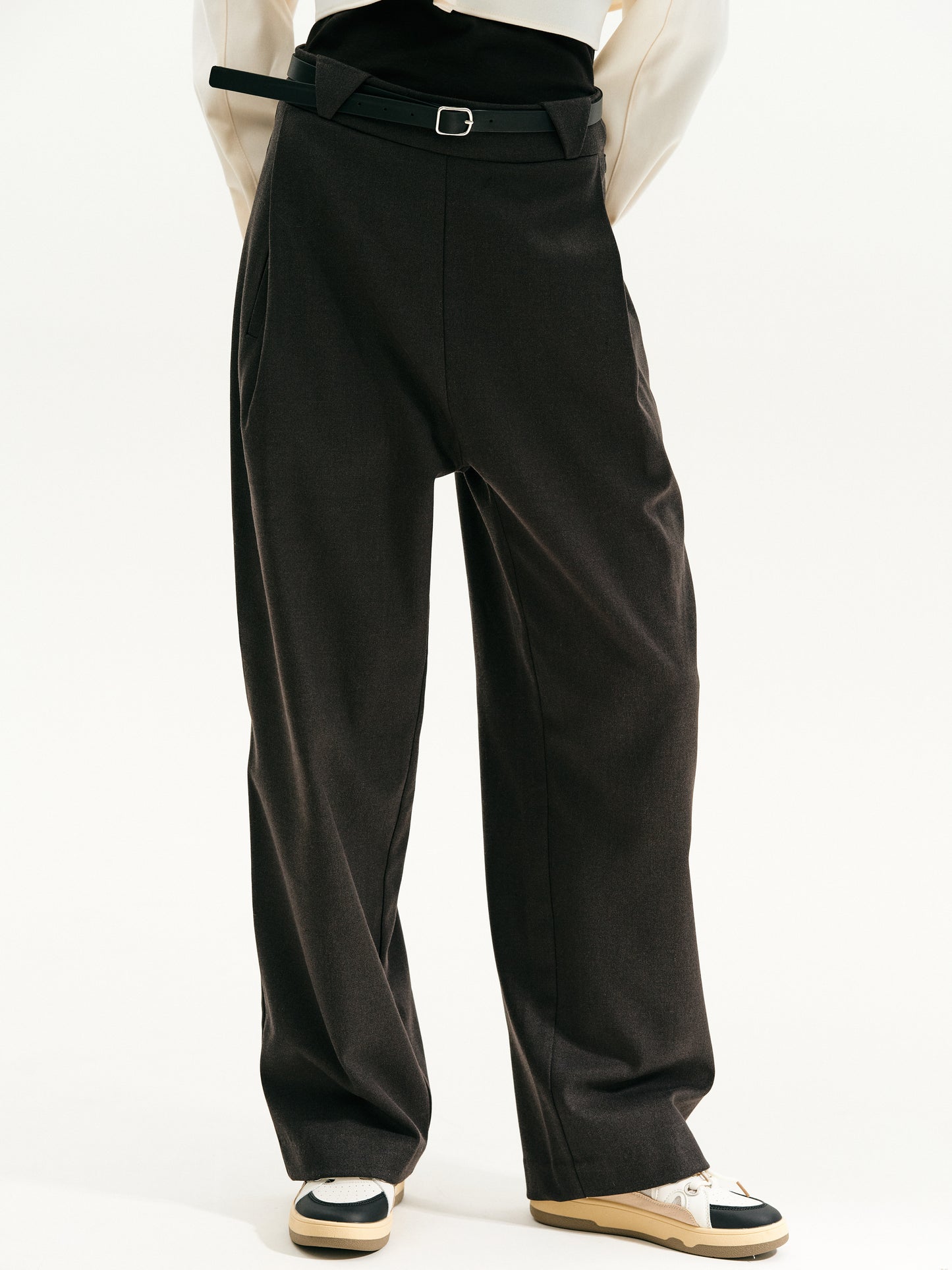 Belted Suit Trousers, Asphalt