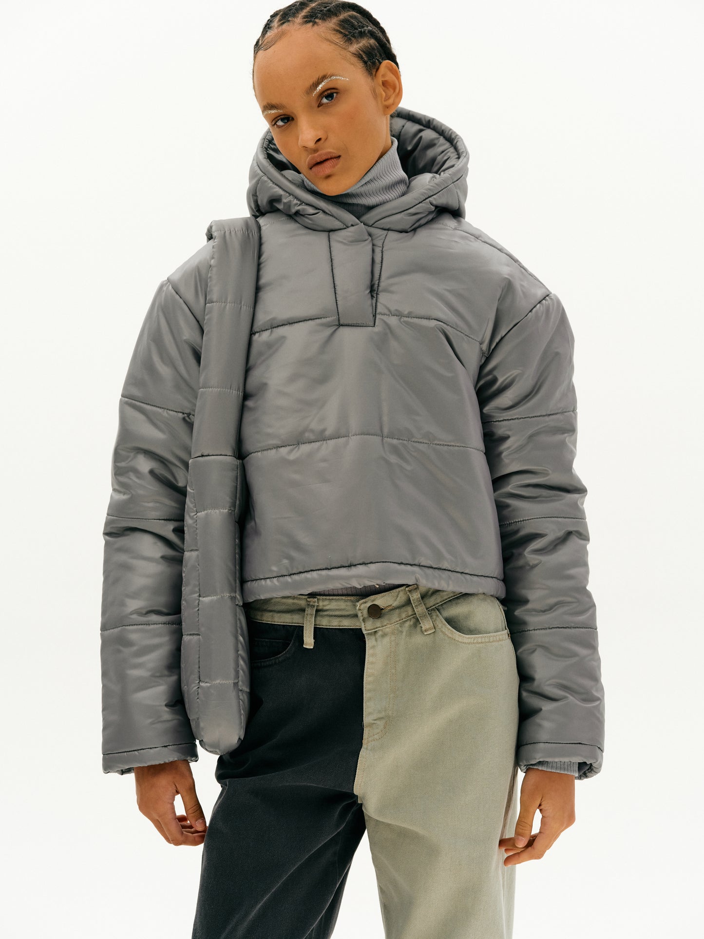 Pullover Down Hoodie, Dove Grey