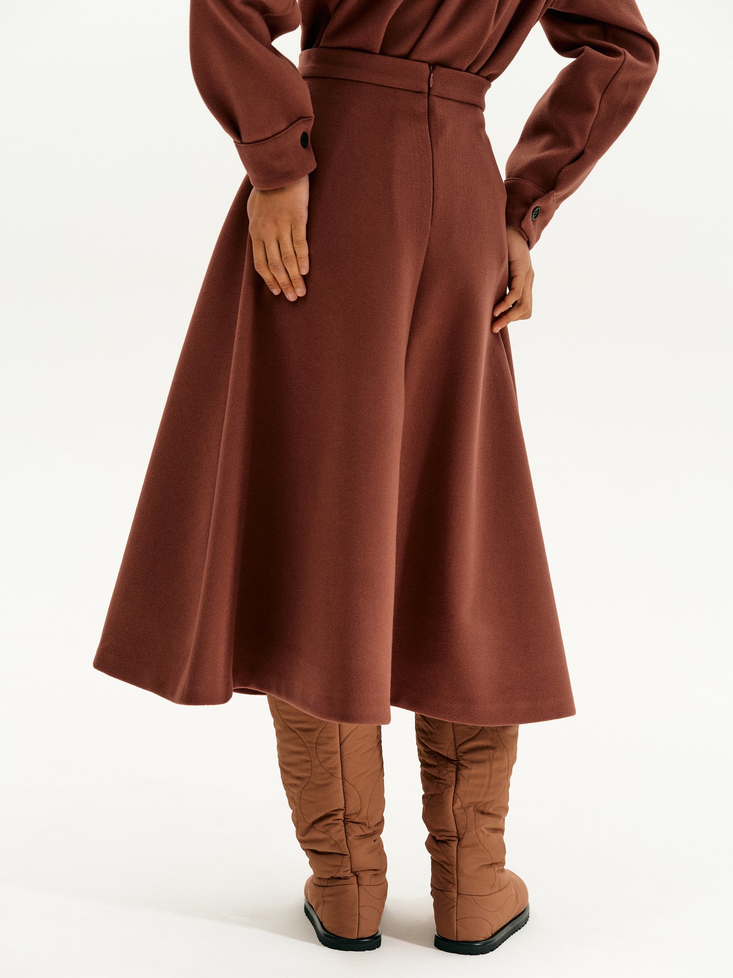 Faux Suede Flared Skirt, Amber