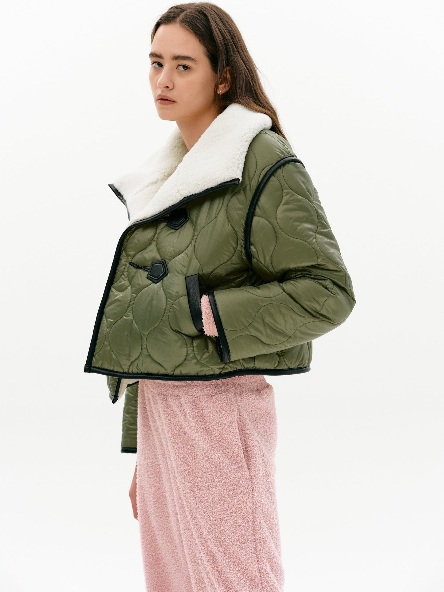 Quilted Duffle Short Jacket, Olive