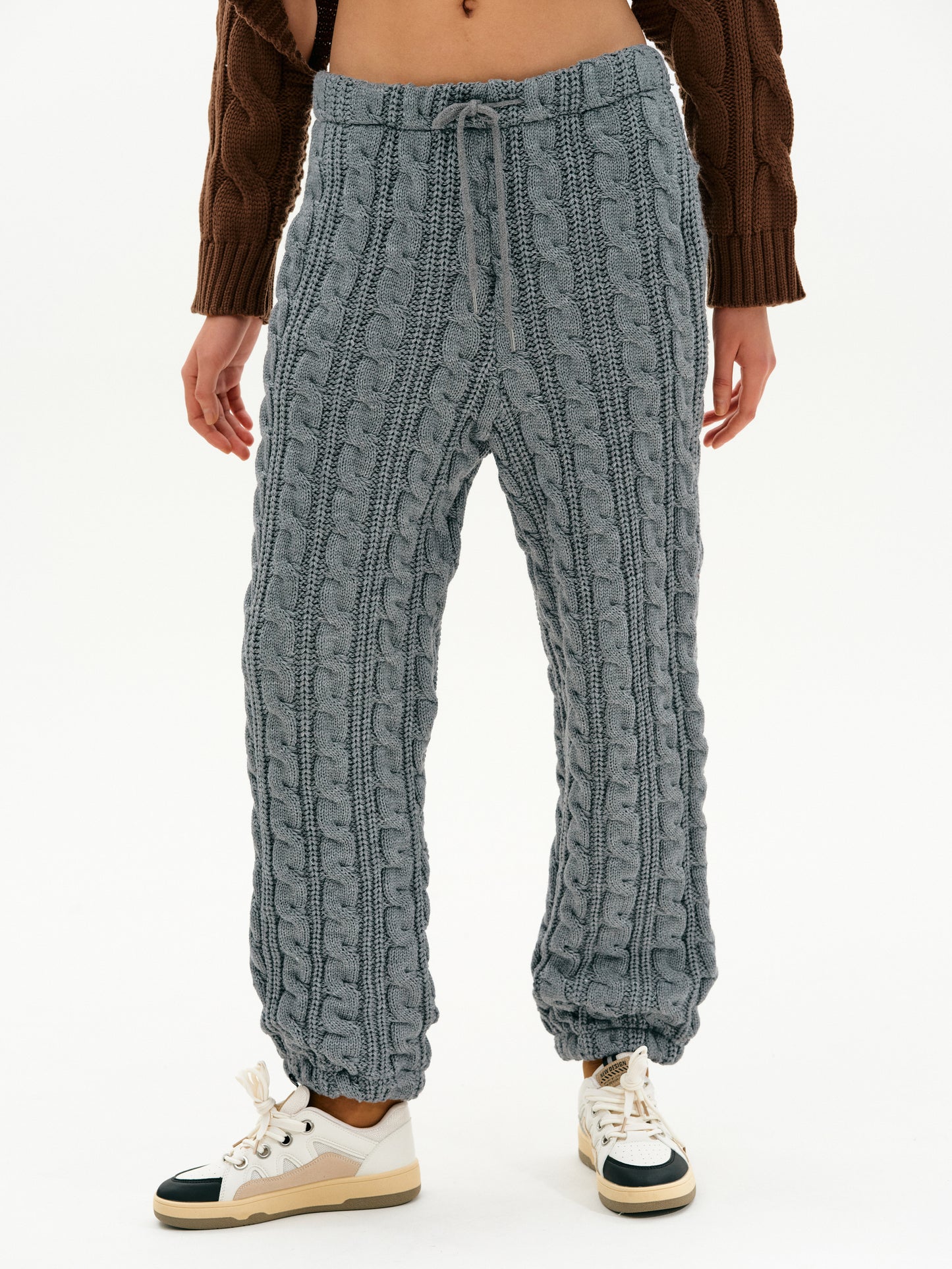 Cable Knit Jogger Lounge Pants, Anchor