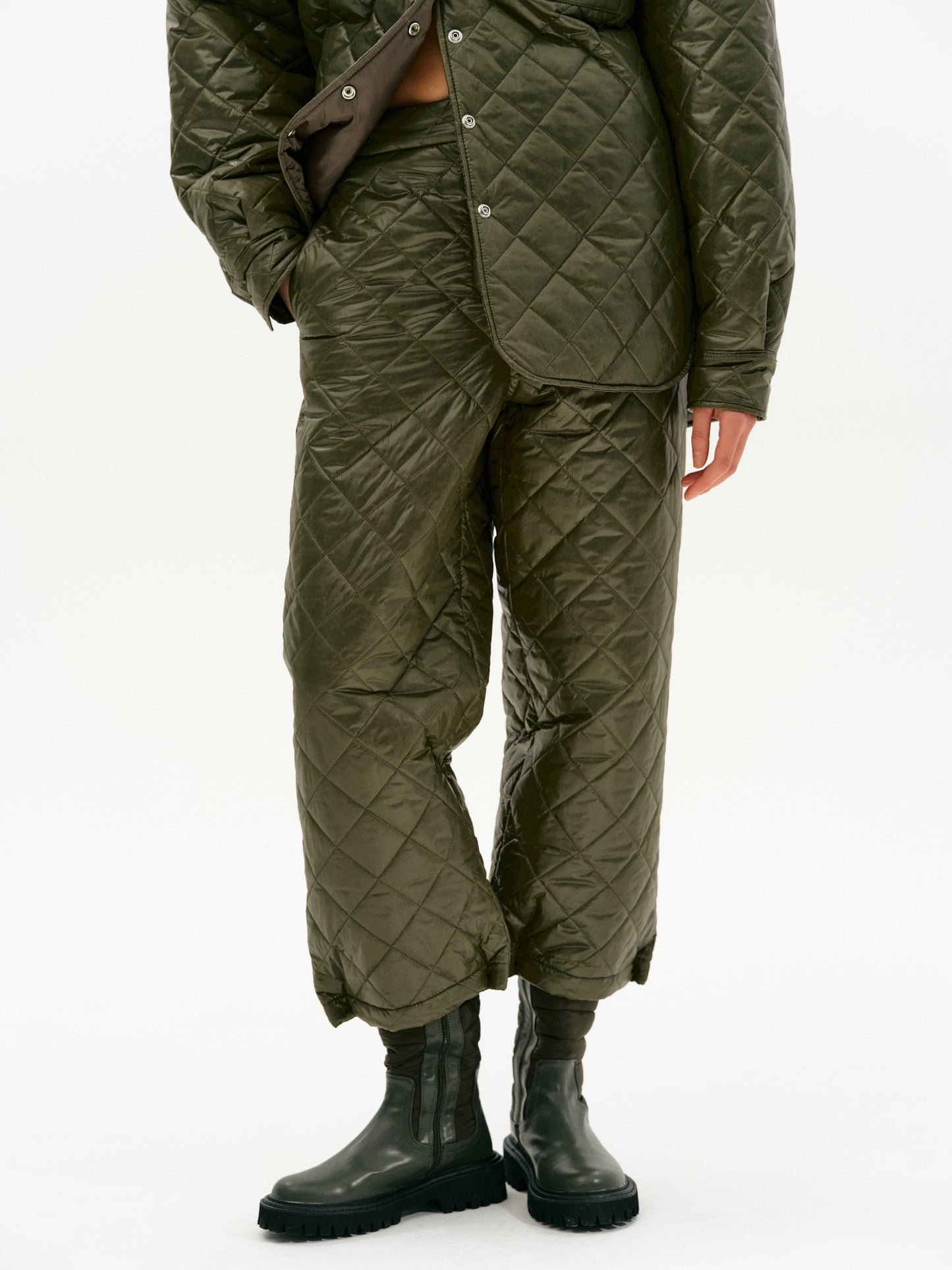 Diamond Quilted Trousers, Martini Olive