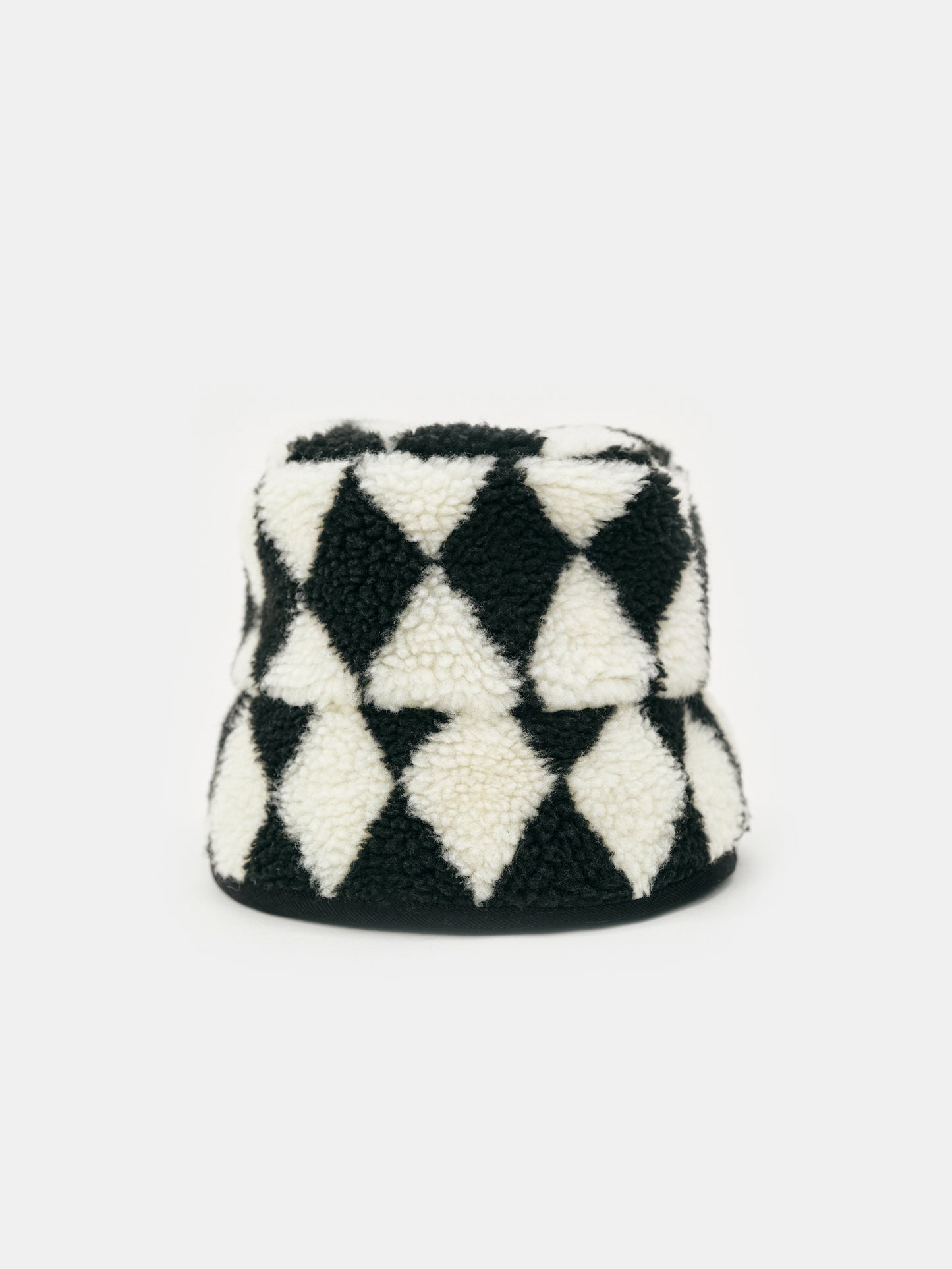 Argyle Shearling Bucket Hat, Black