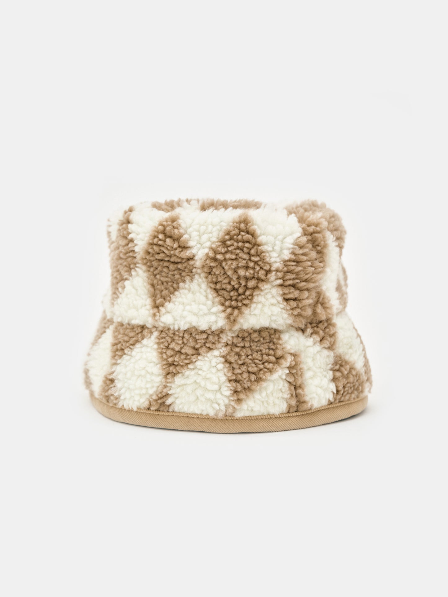 Argyle Shearling Bucket Hat, Biscuit