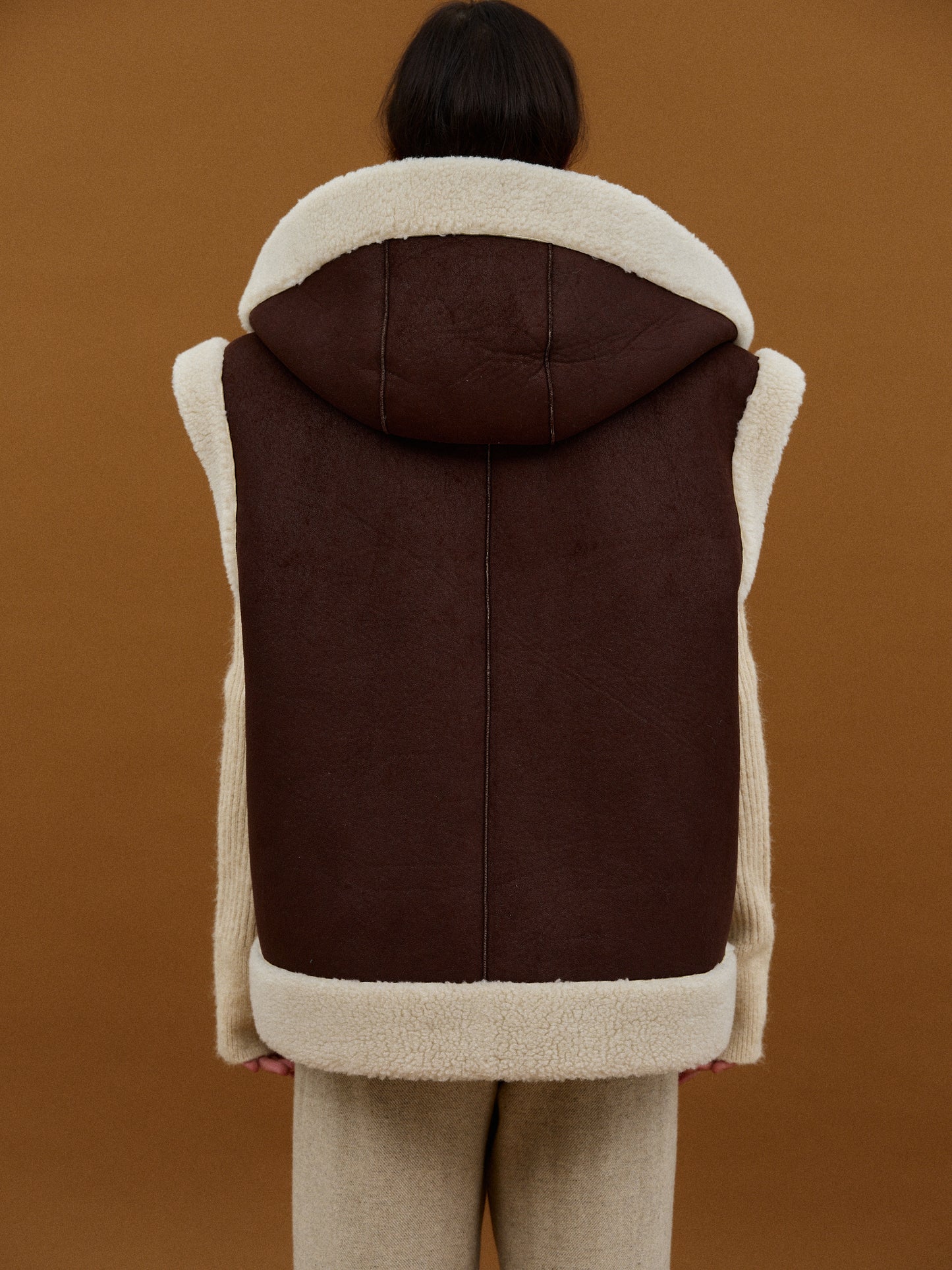 Reversible Hooded Vest, Dark Brown
