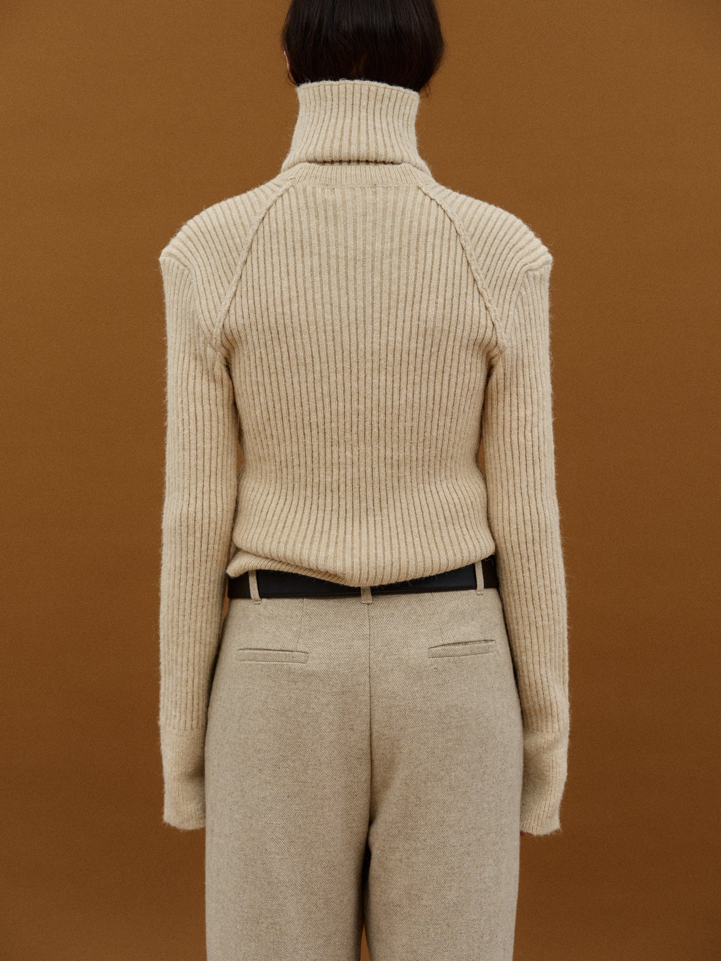 Neck Warmer Sweater Set, Almond