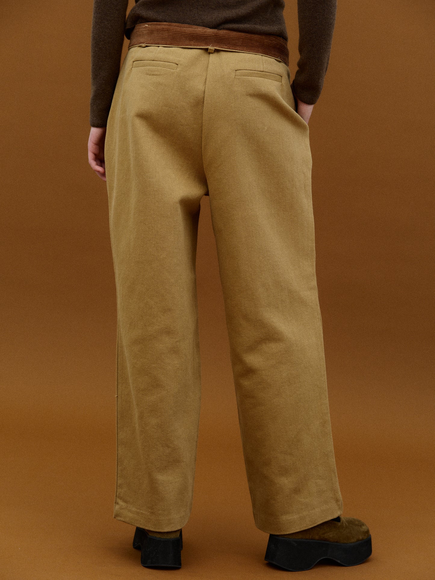 Foldover Corduroy Trousers, Brown