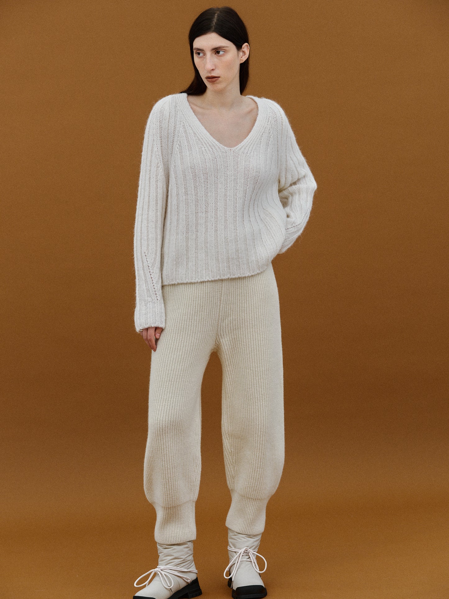 Wool Jogger Lounge Pants, Ivory