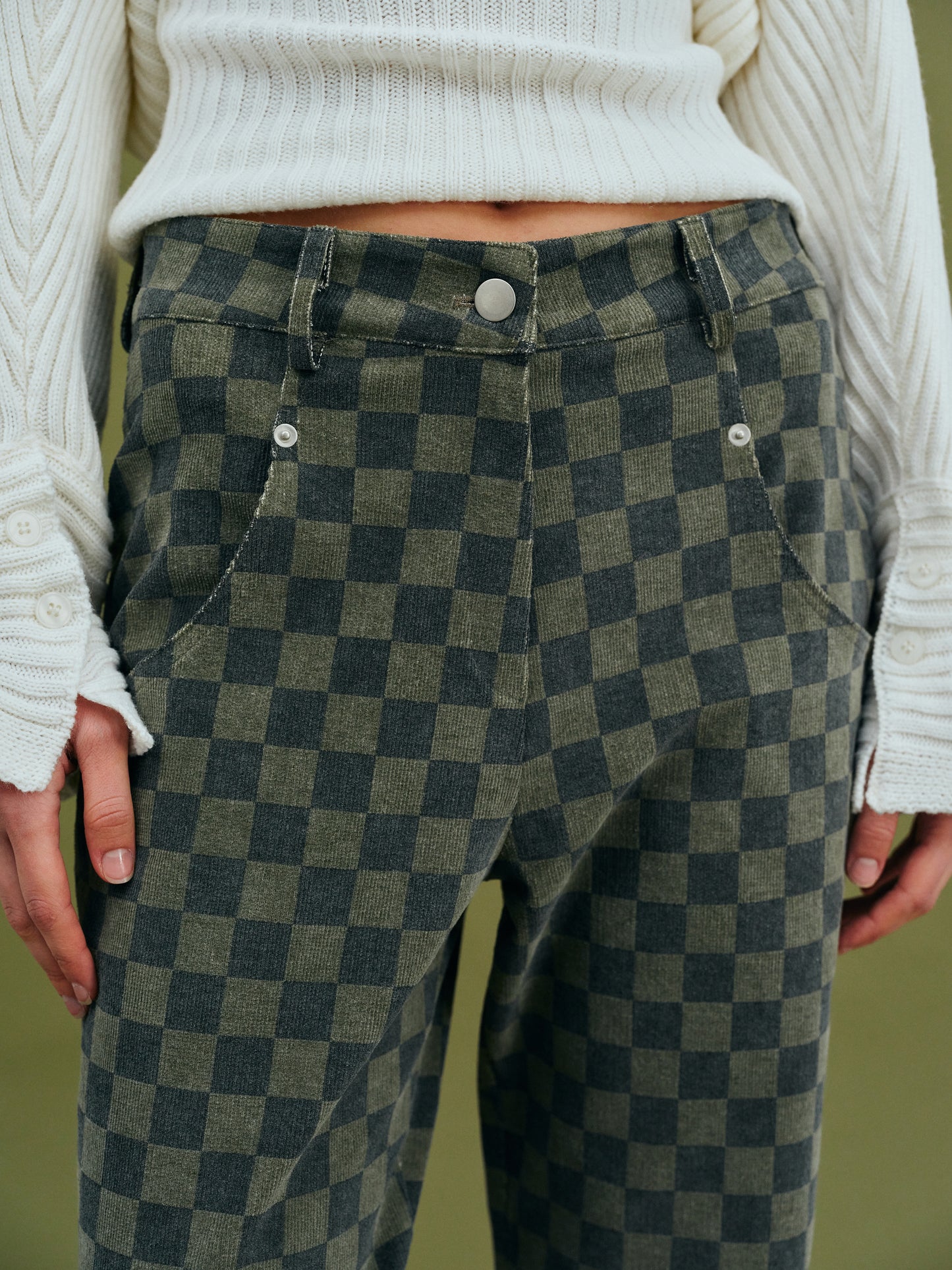 Checkerboard Corduroy Pants, Pine