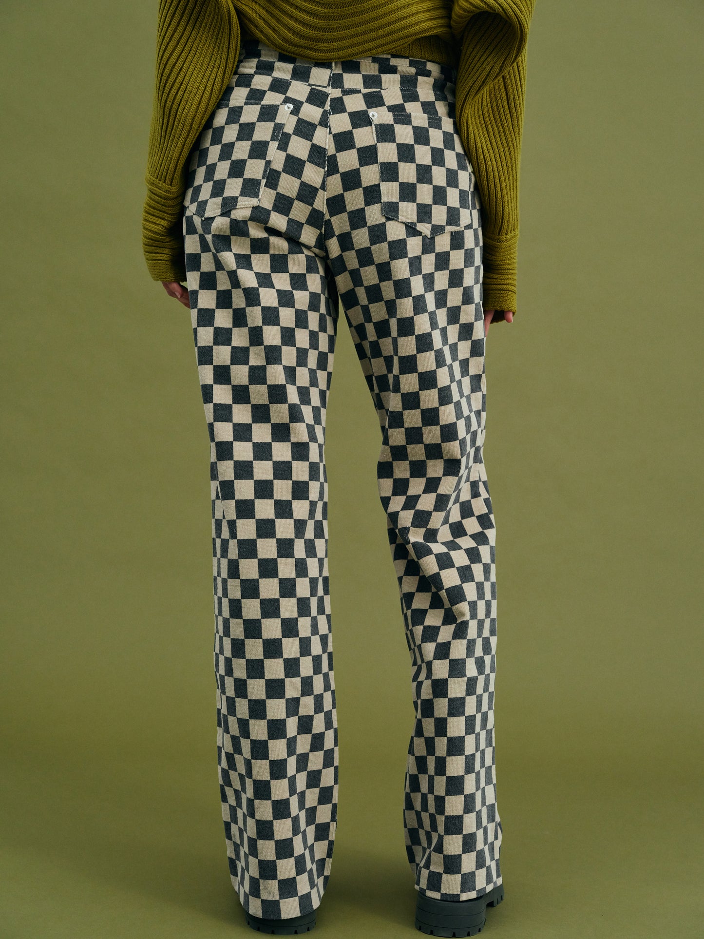 Checkerboard Corduroy Pants, Taupe