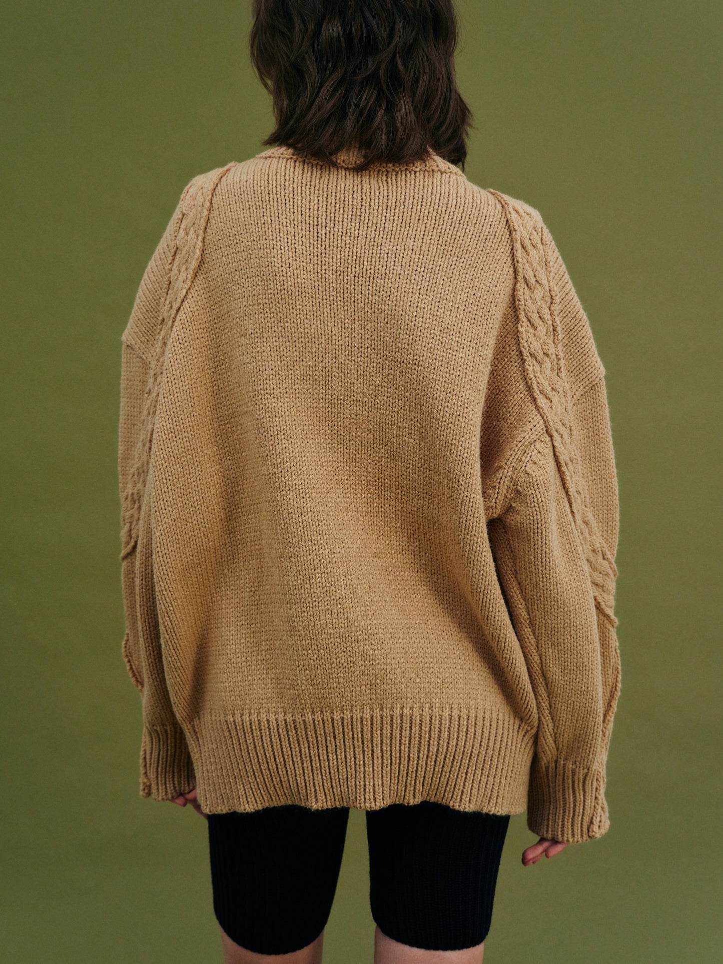 Chunky Cable Knit Pullover, Sand