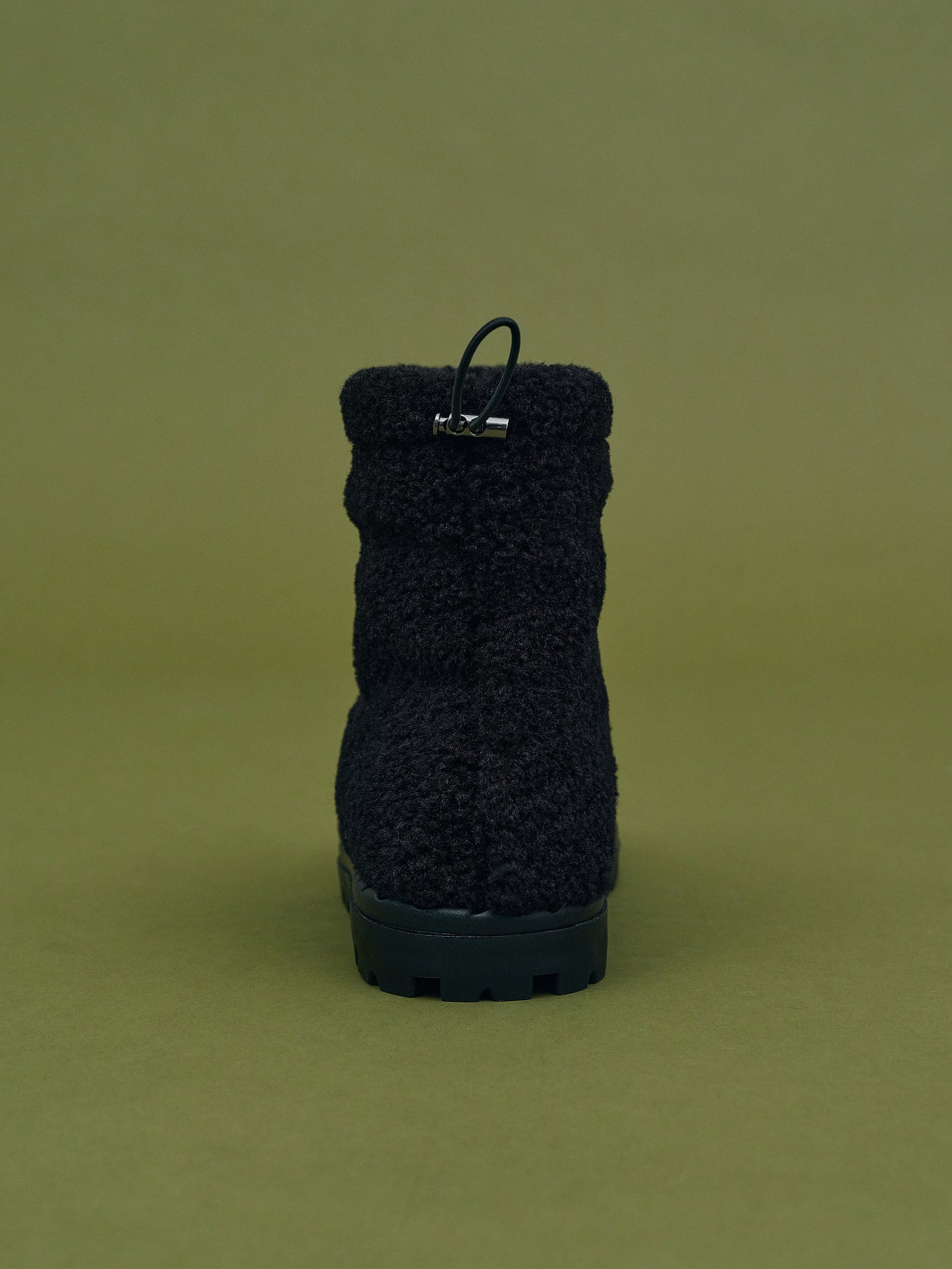 Ankle-High Faux Fur Boots, Black