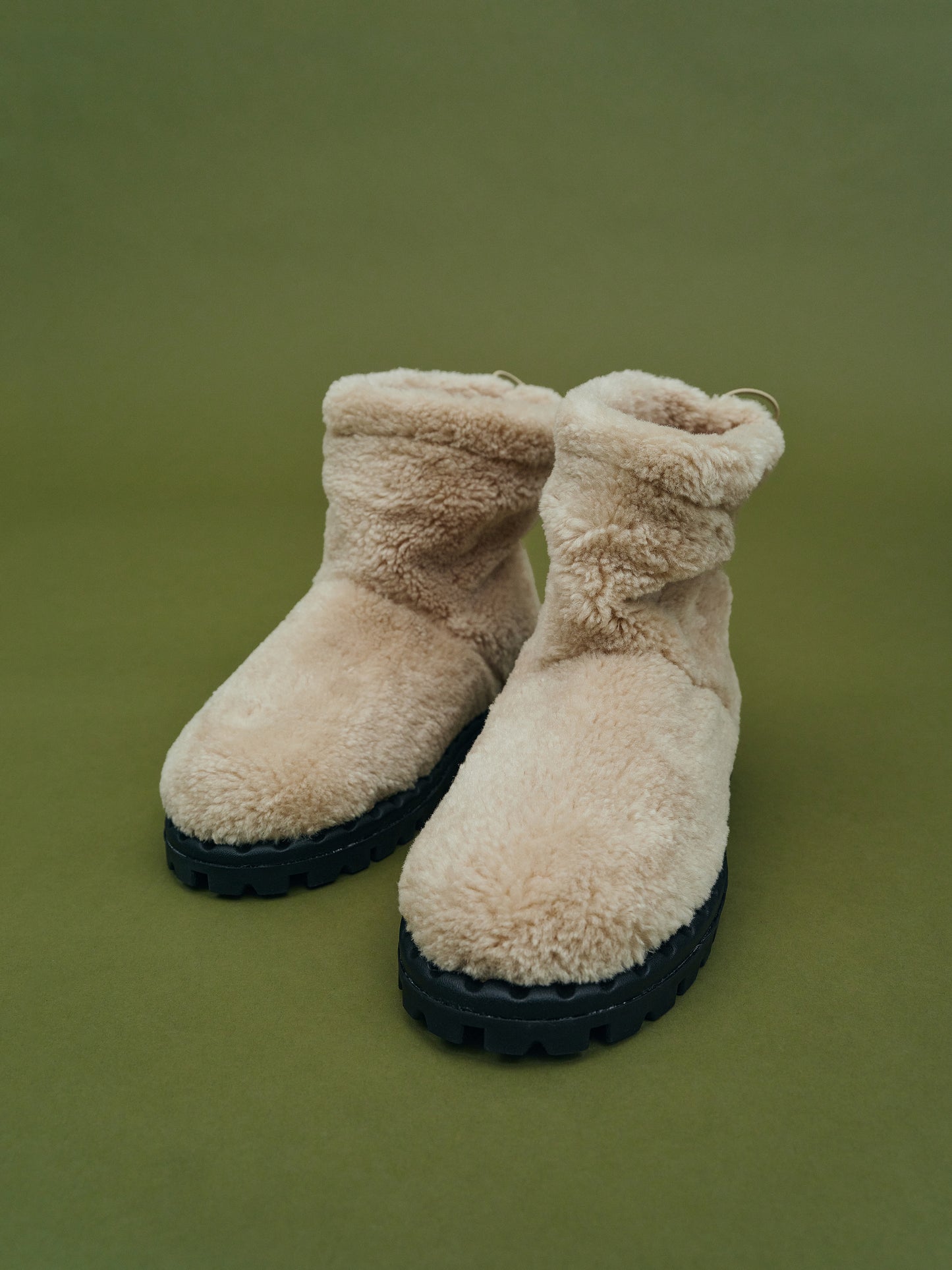 Ankle-High Faux Fur Boots, Natural