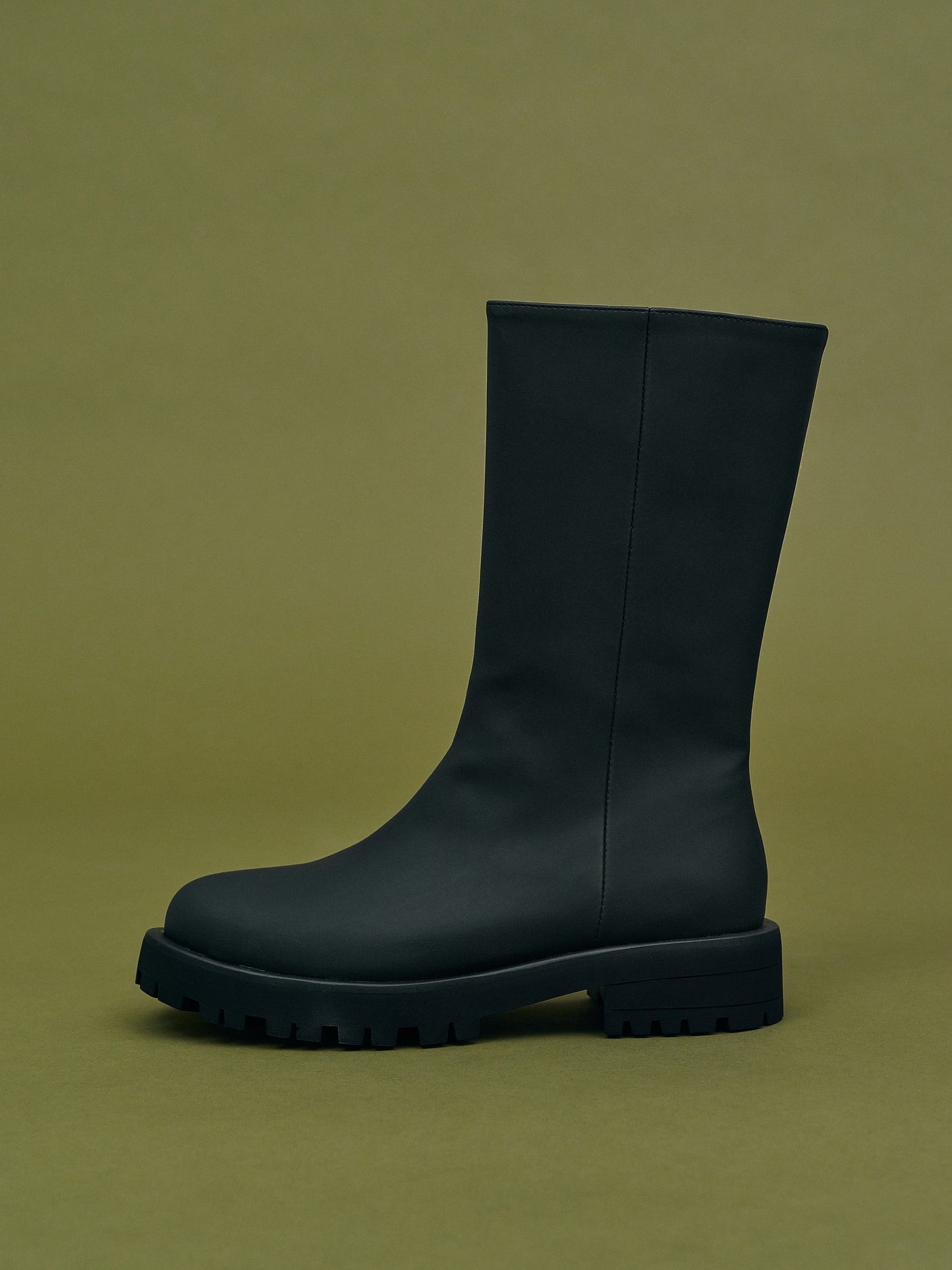 Mid-Calf Rubber Boots, Black
