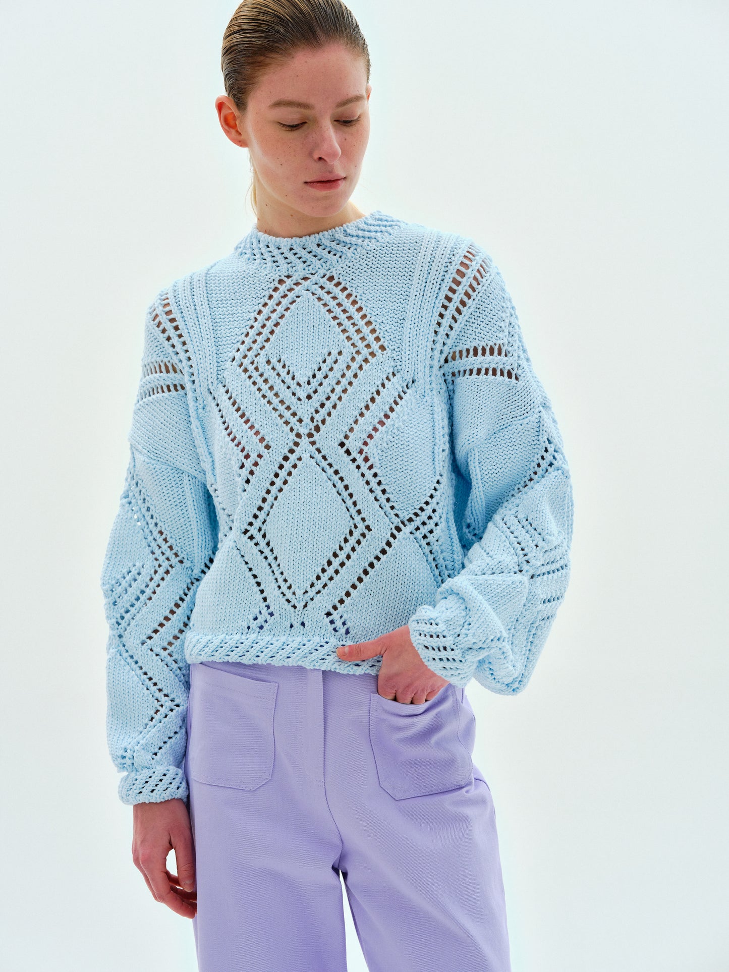 Pointelle Spring Knit, Baby Blue