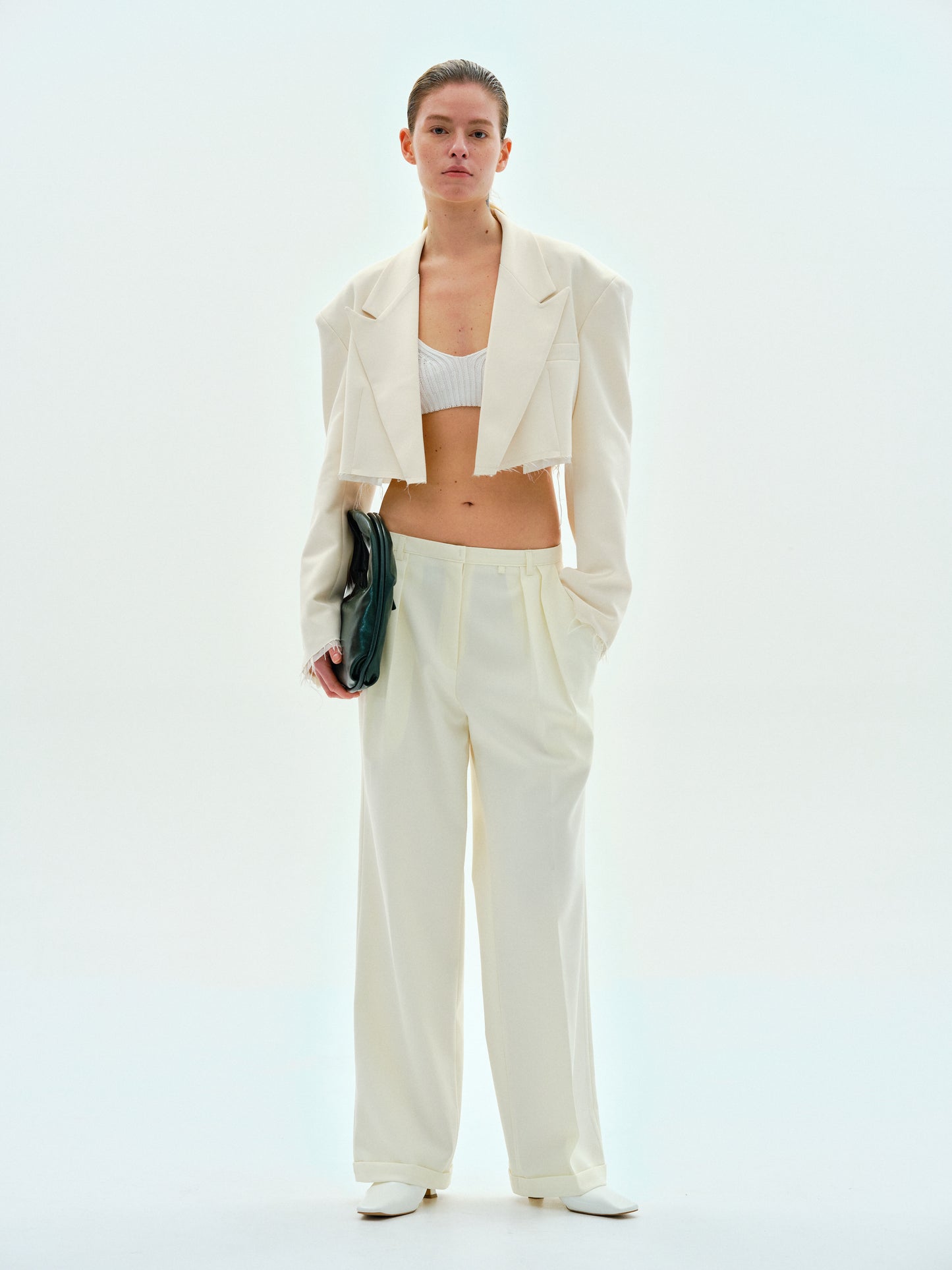 Low-Rise Tencel Trousers, Champagne