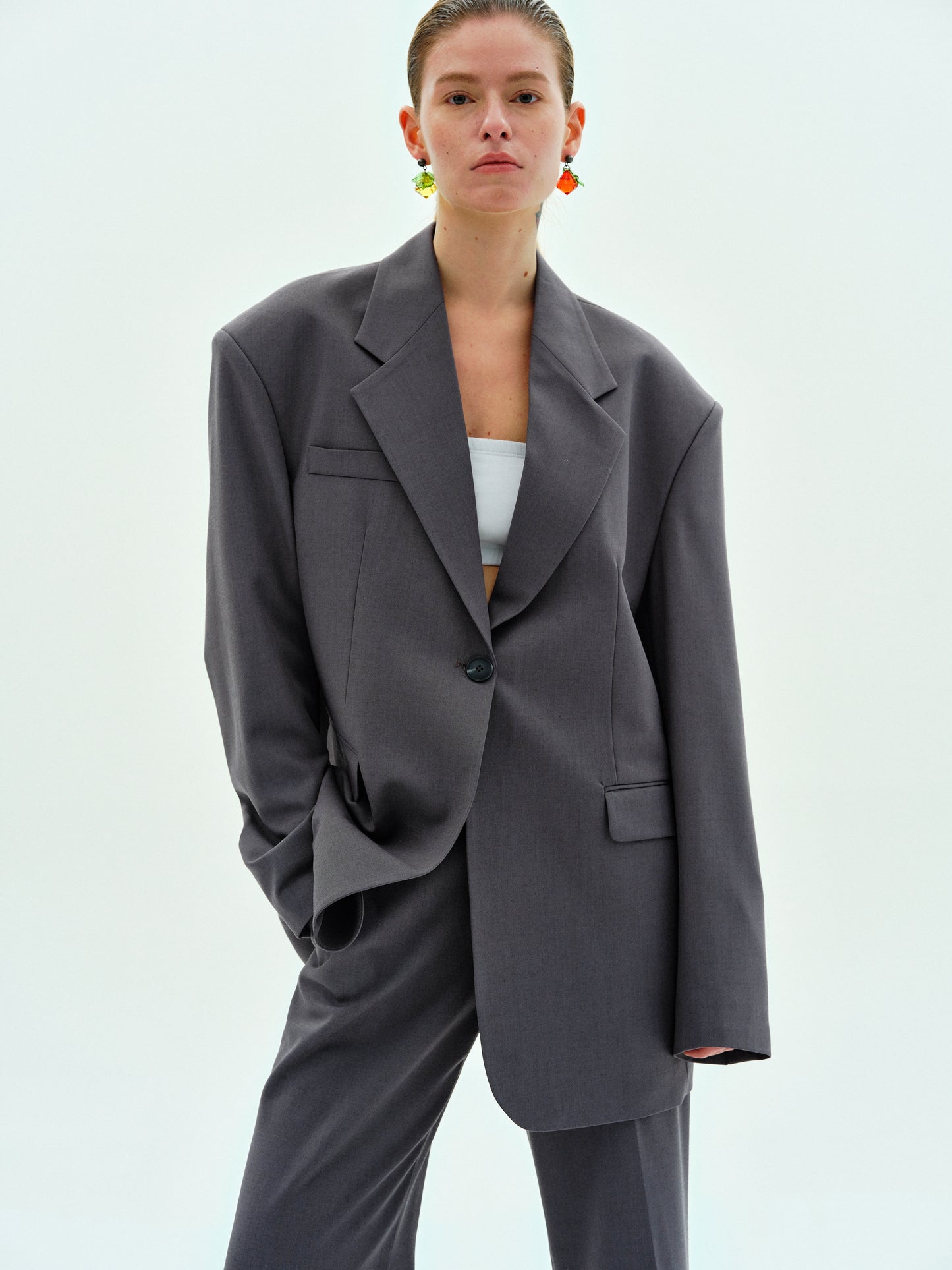 Constructed Suit Blazer, Slate Grey