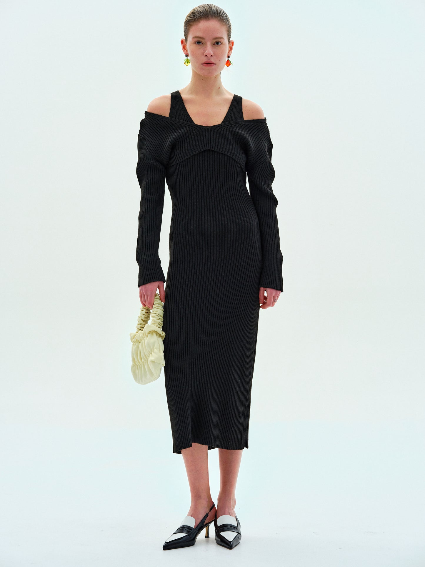 Two-Piece Knit Dress Set, Black
