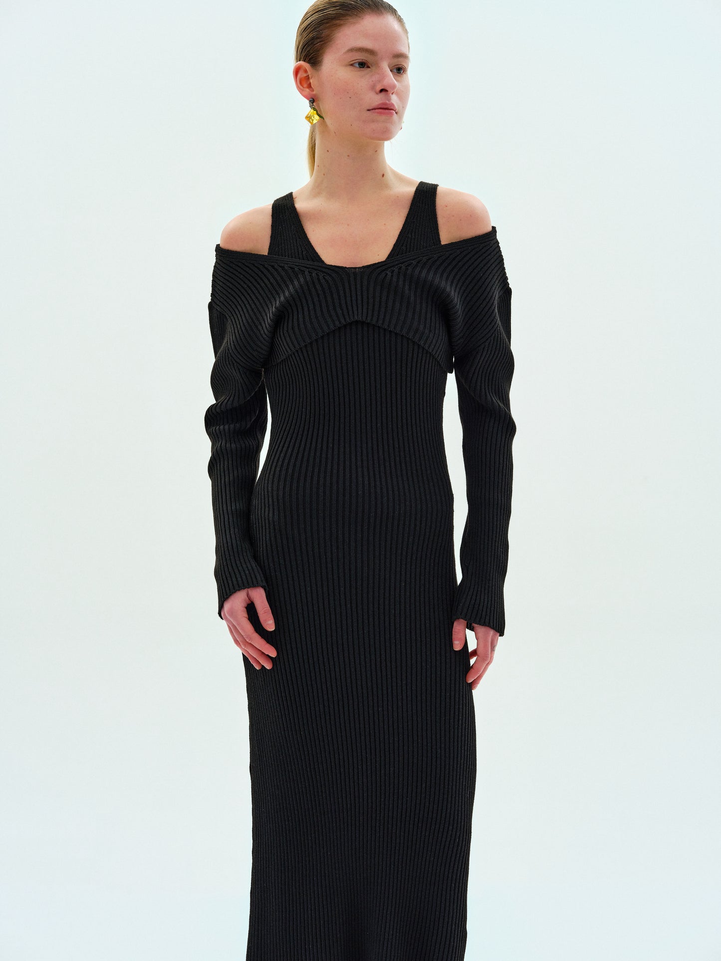 Two-Piece Knit Dress Set, Black