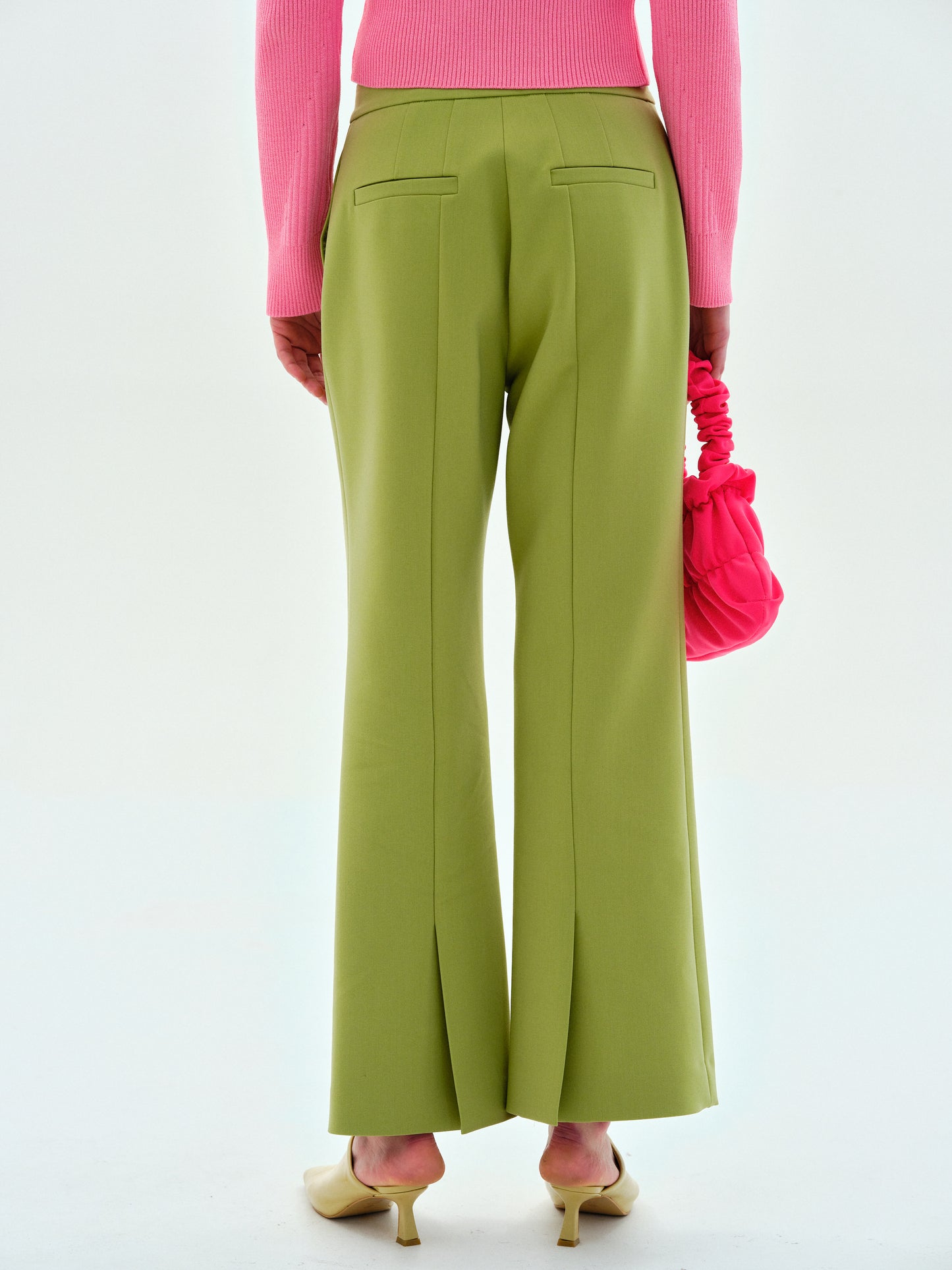 Suit Flare Trousers, Pear Green