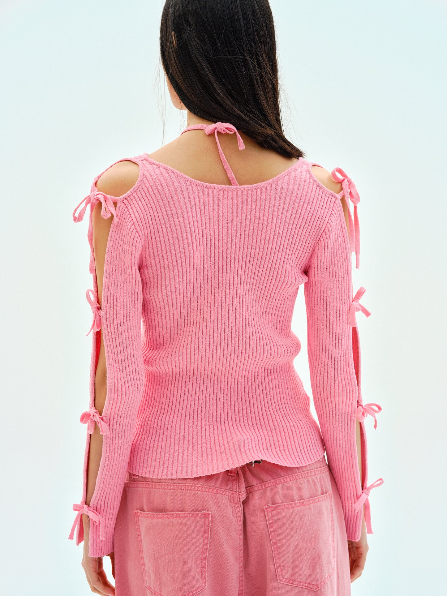 Cut-Out Sleeve Knit, Bubblegum