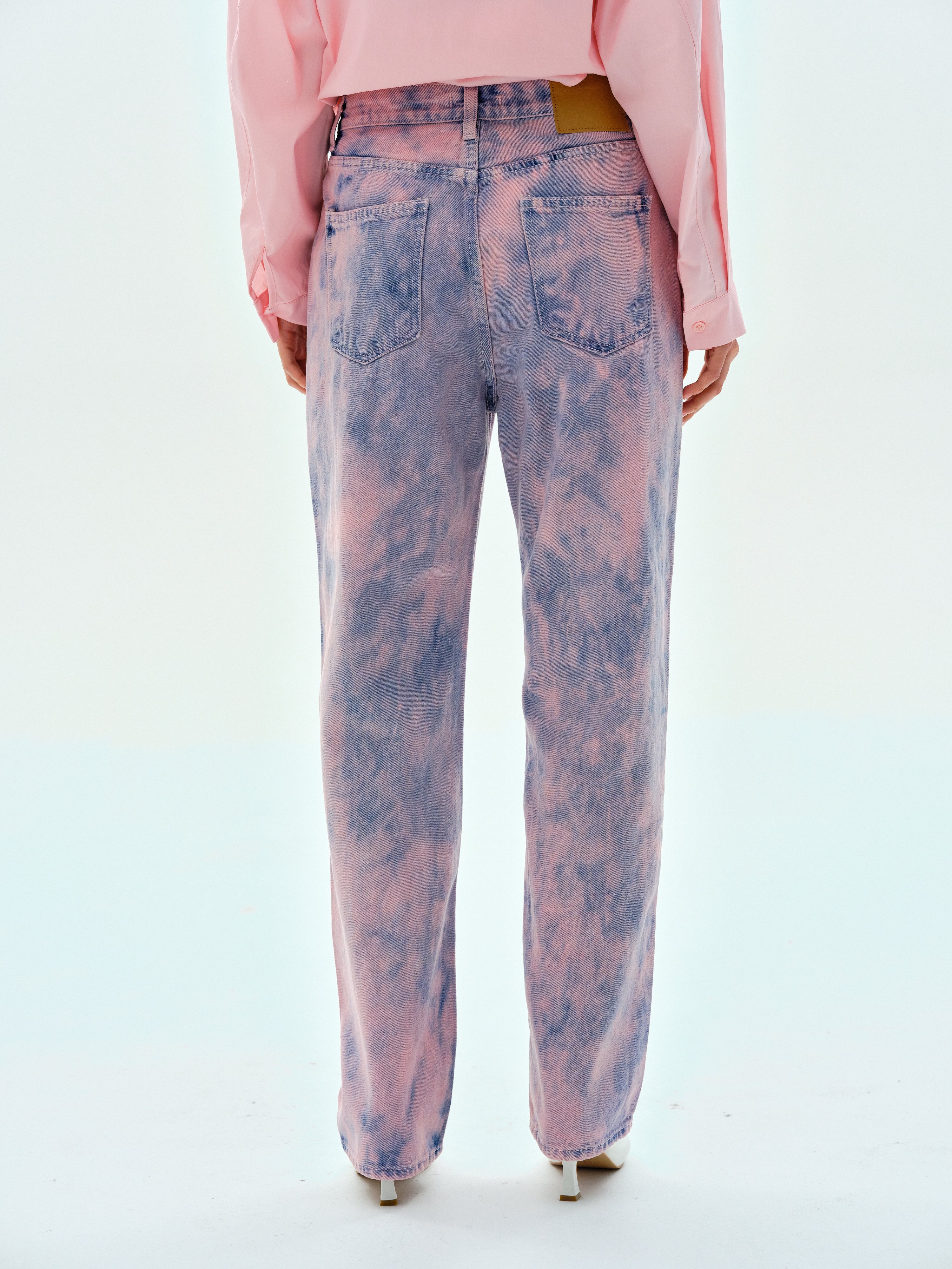 Tie Dye Effect Jeans Marble Pink