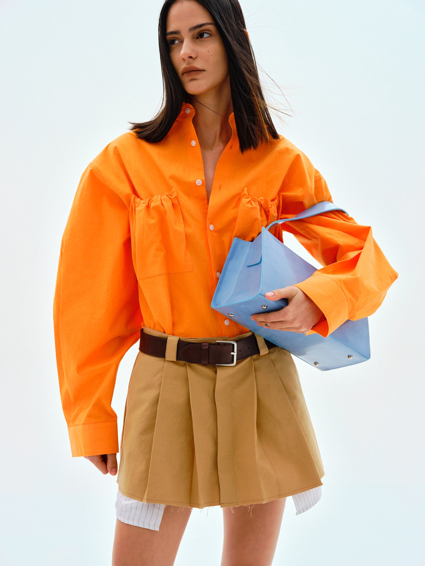 Oversized Pocket Shirt, Mandarin Orange